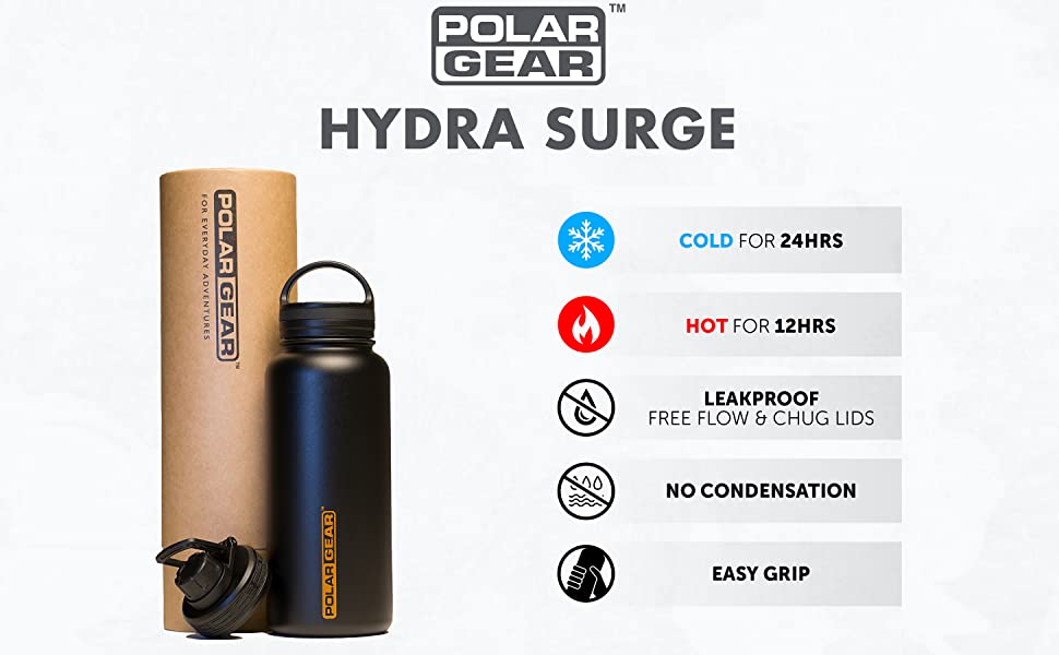 hydra surge insulated bottles 1000ml with 2 lids keep your drink 12 hours hot or 24 hours cold