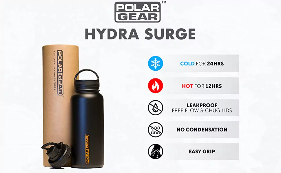 hydra surge insulated bottles 1000ml with 2 lids keep your drink 12 hours hot or 24 hours cold