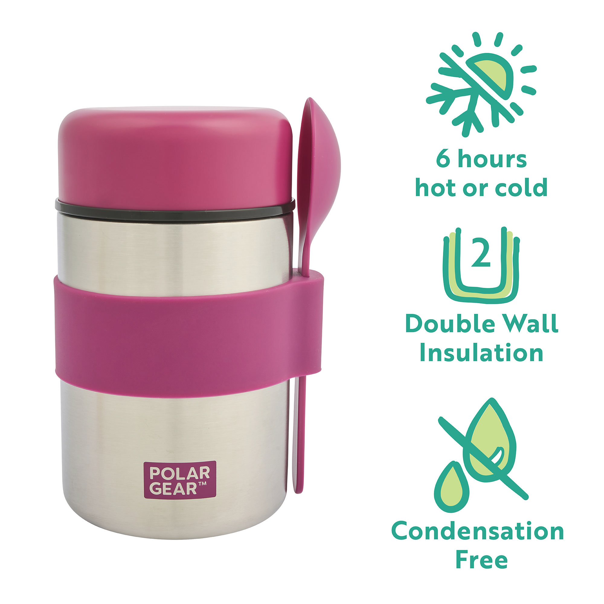 Insulated Food Flask – Triple Layer Stainless Steel Soup & Food Container With Spoon Berry, 400ml - Image 2