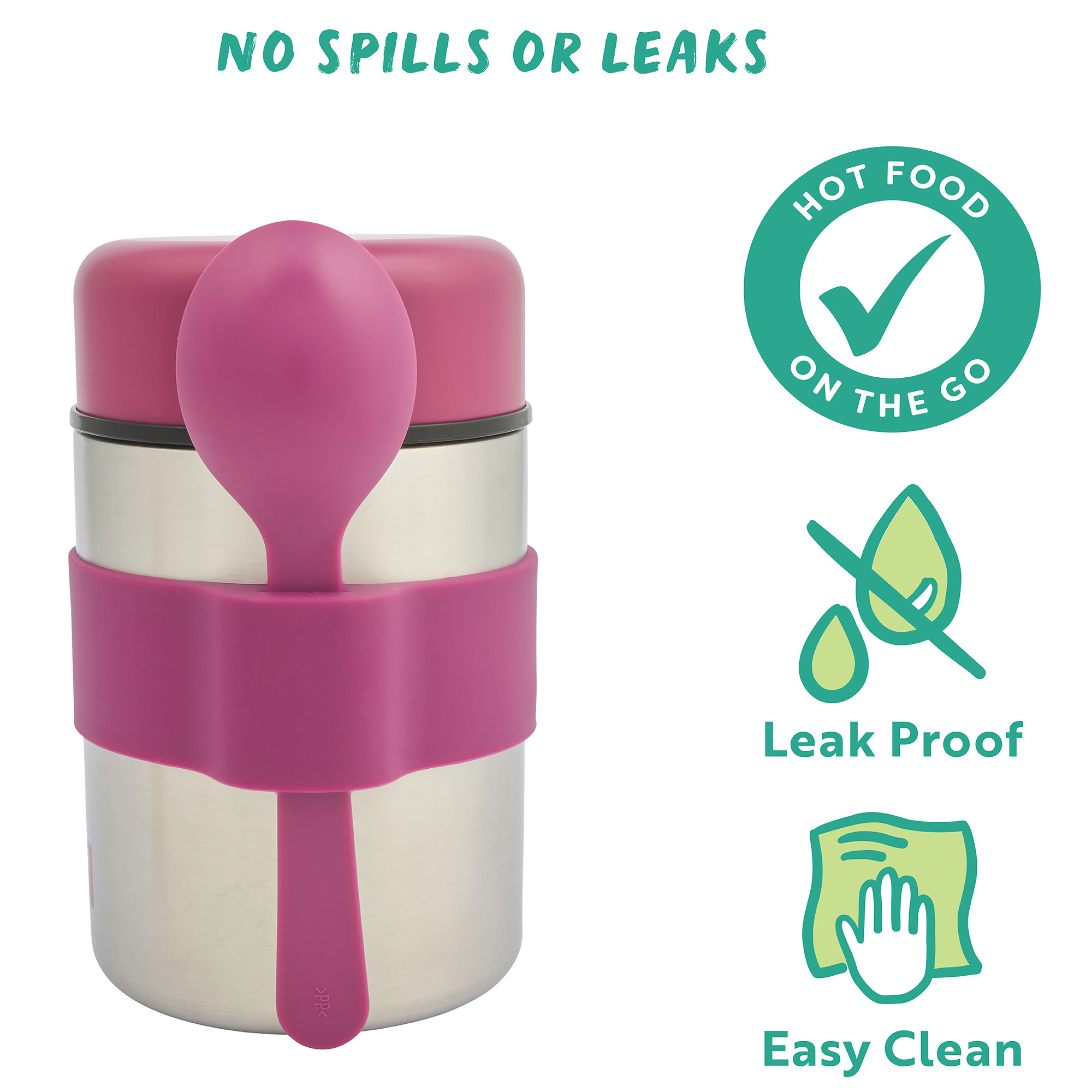 Insulated Food Flask – Triple Layer Stainless Steel Soup & Food Container With Spoon Berry, 400ml - Image 3