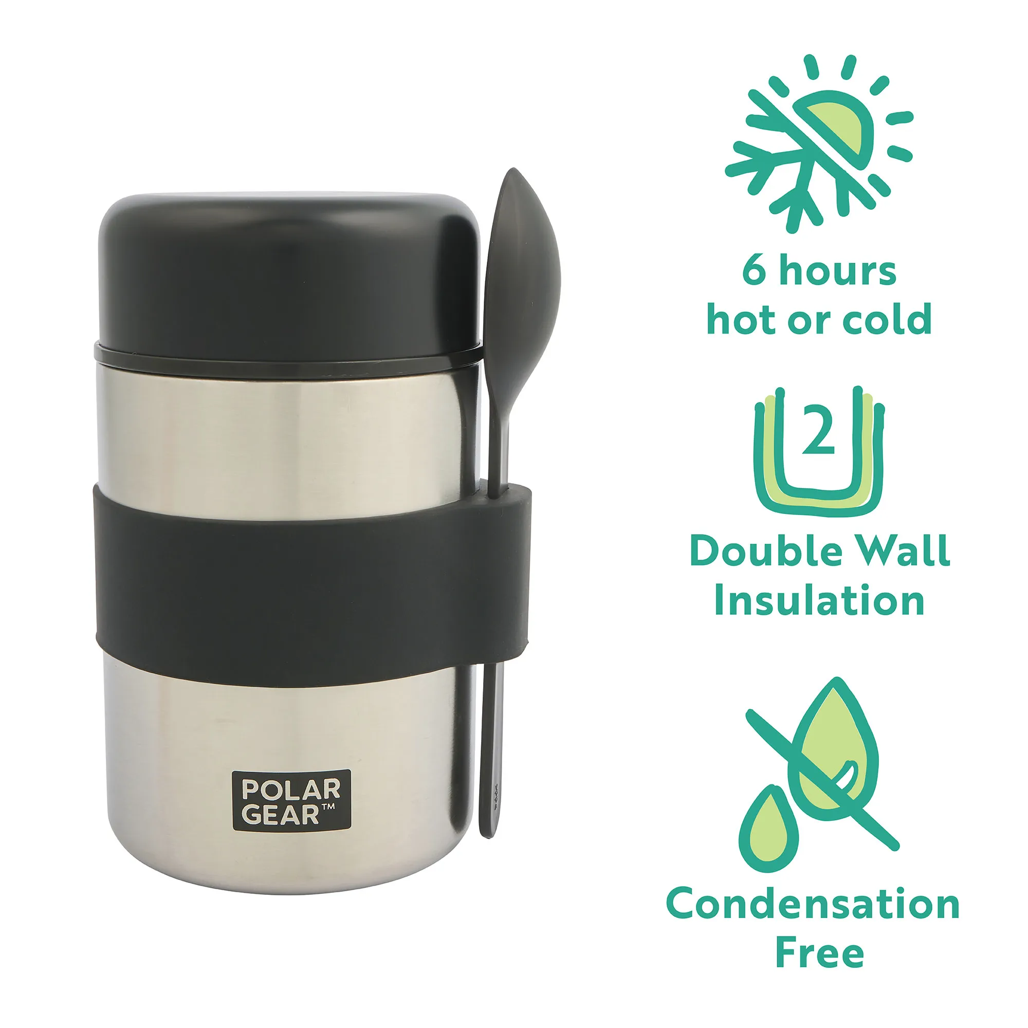 Insulated Food Flask – Triple Layer Stainless Steel Soup & Food Container With Spoon Black, 400ml - Image 2