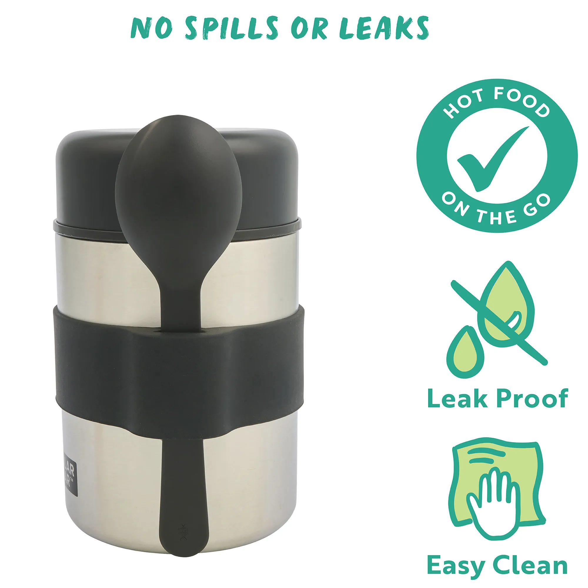 Insulated Food Flask – Triple Layer Stainless Steel Soup & Food Container With Spoon Black, 400ml - Image 3