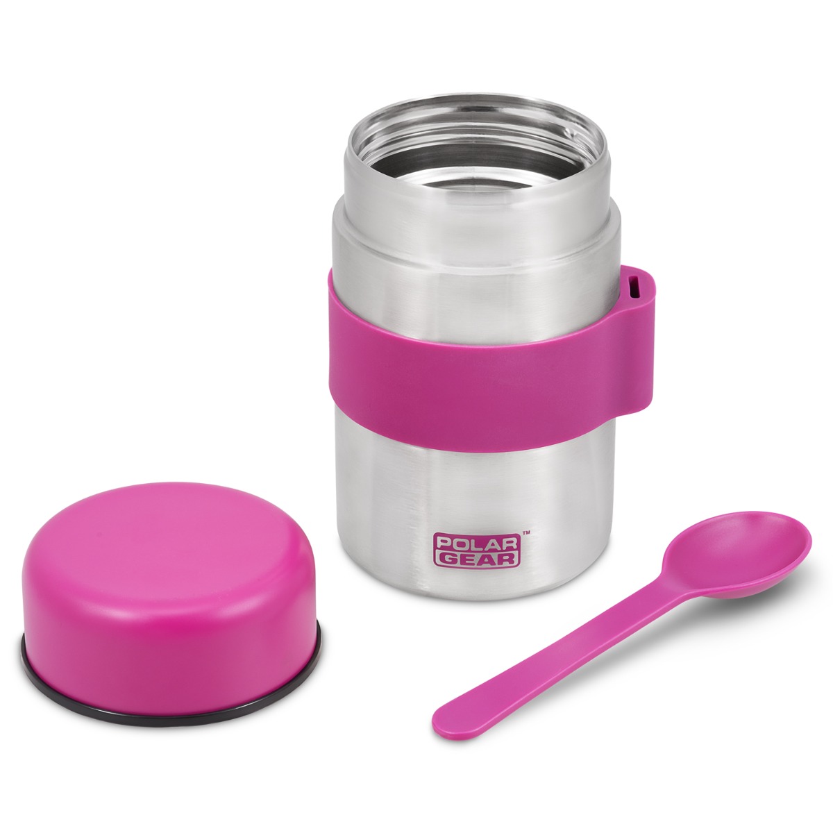 polar gear insulated food flask 400ml berry with spoon