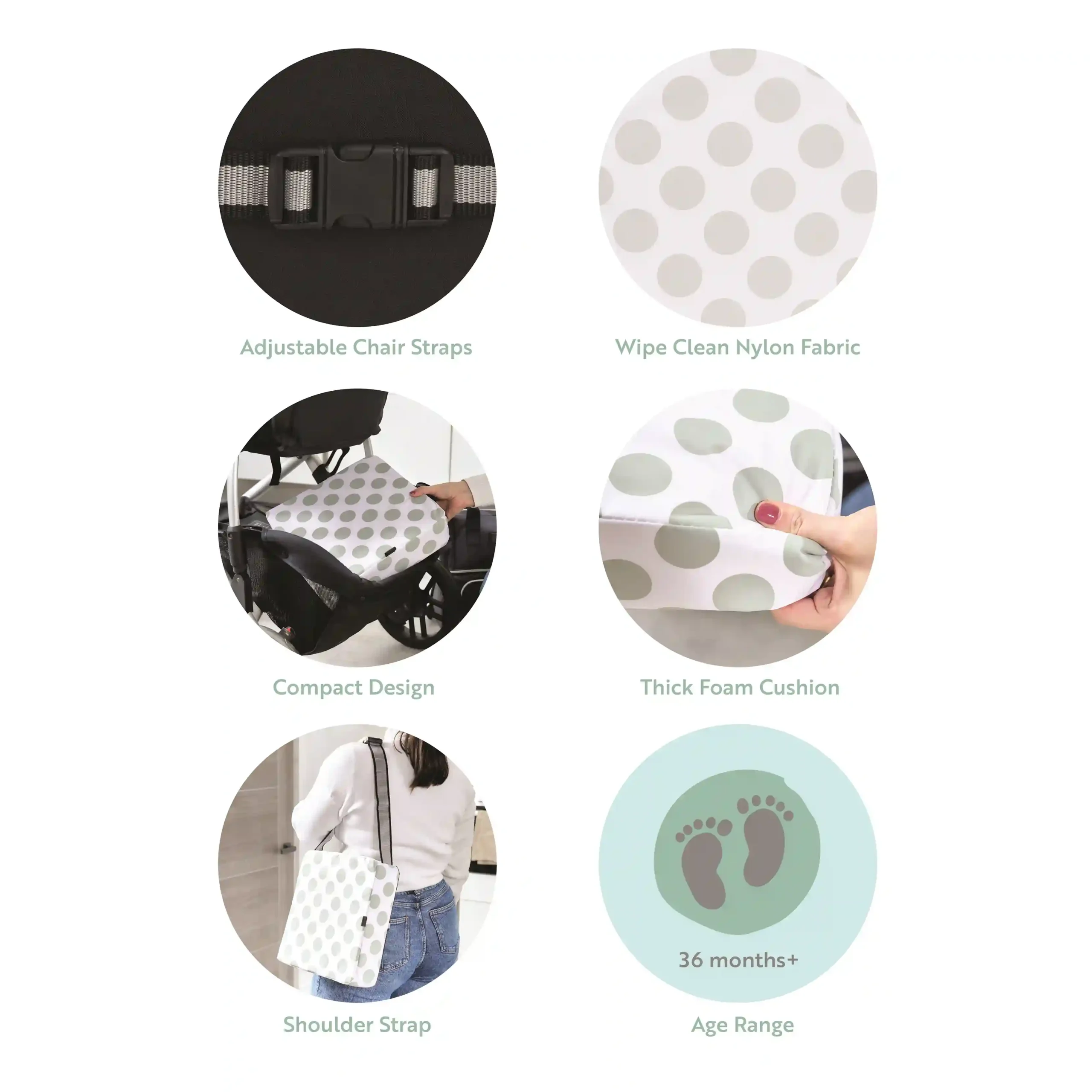 Kids Booster Cushion - Grey Spots - Image 4