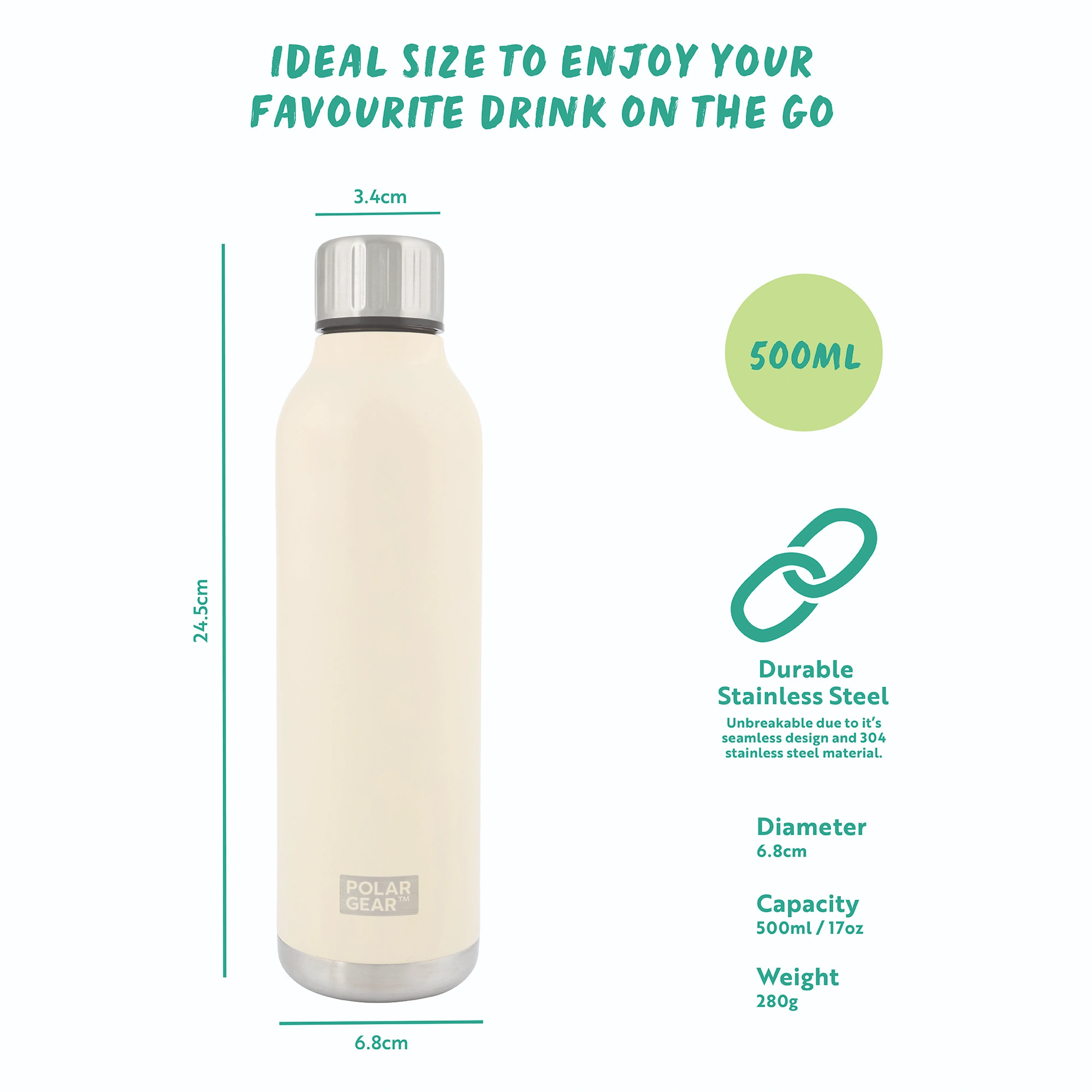 Hydra Flow Stainless Steel Insulated Bottle 500ml-Cream - Image 4