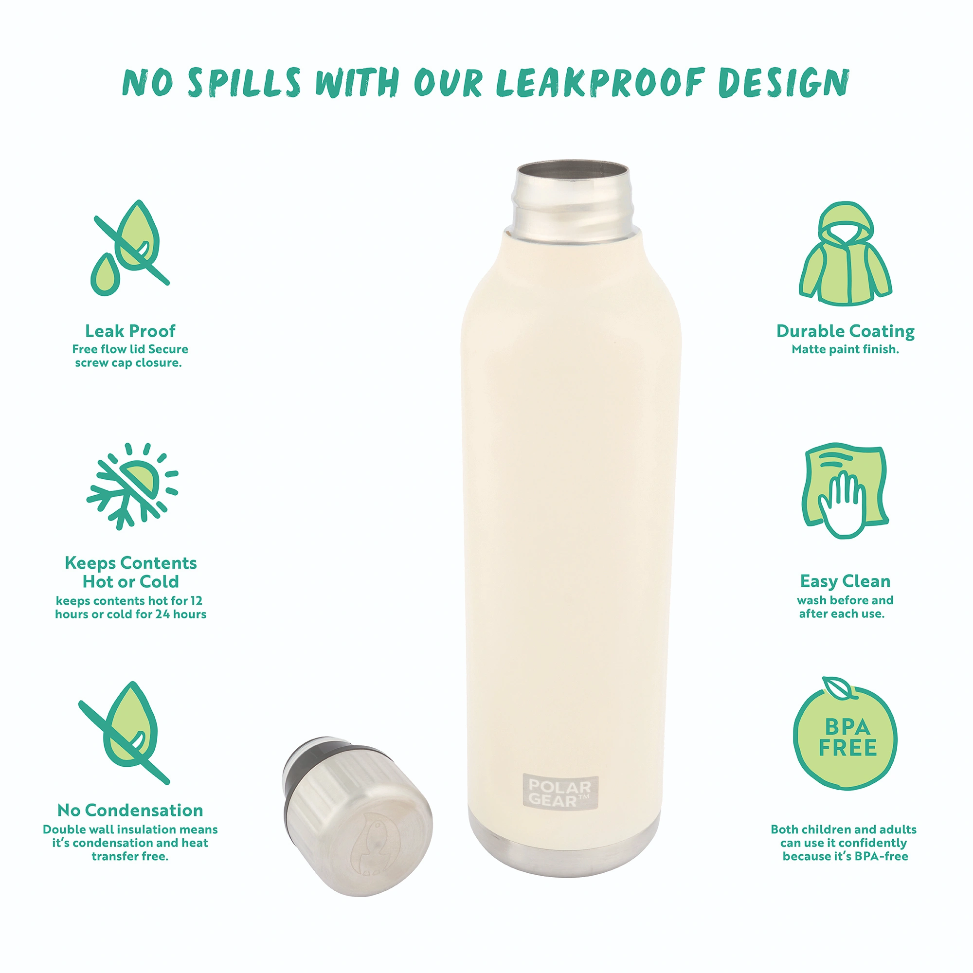 Hydra Flow Stainless Steel Insulated Bottle 500ml-Cream - Image 2