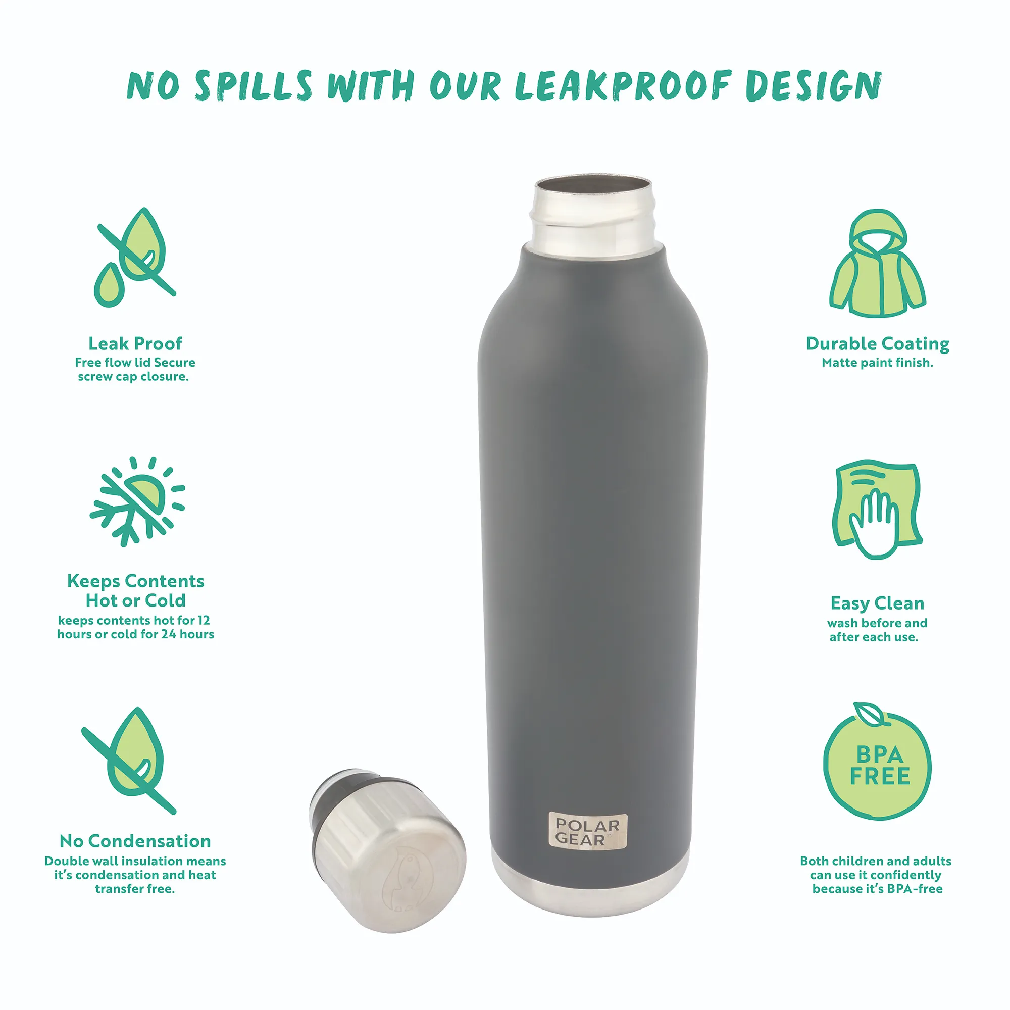 Hydra Flow Stainless Steel Insulated Bottle 500ml - Graphite - Image 2