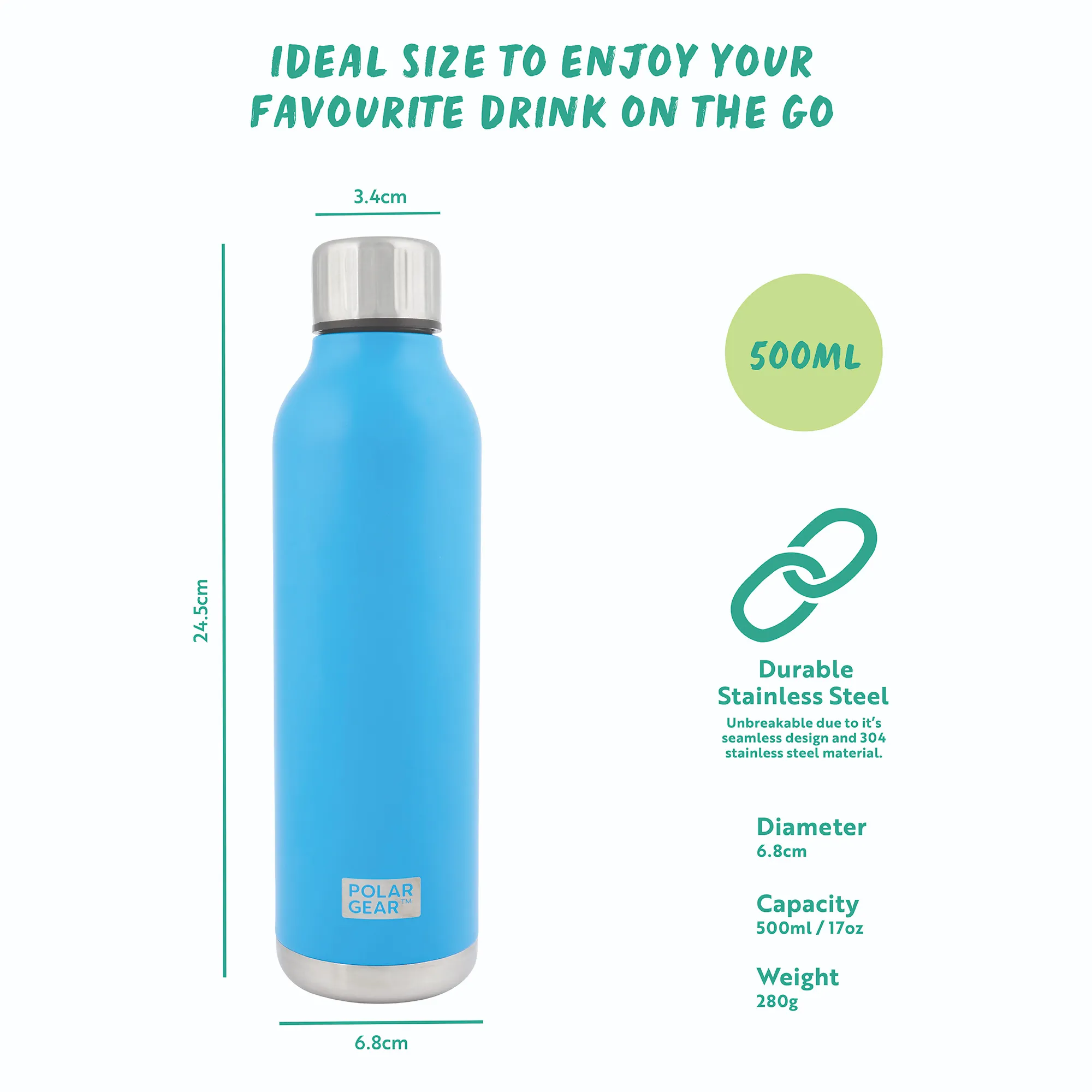 Hydra Flow Stainless Steel Insulated Bottle 500ml - Azure - Image 4