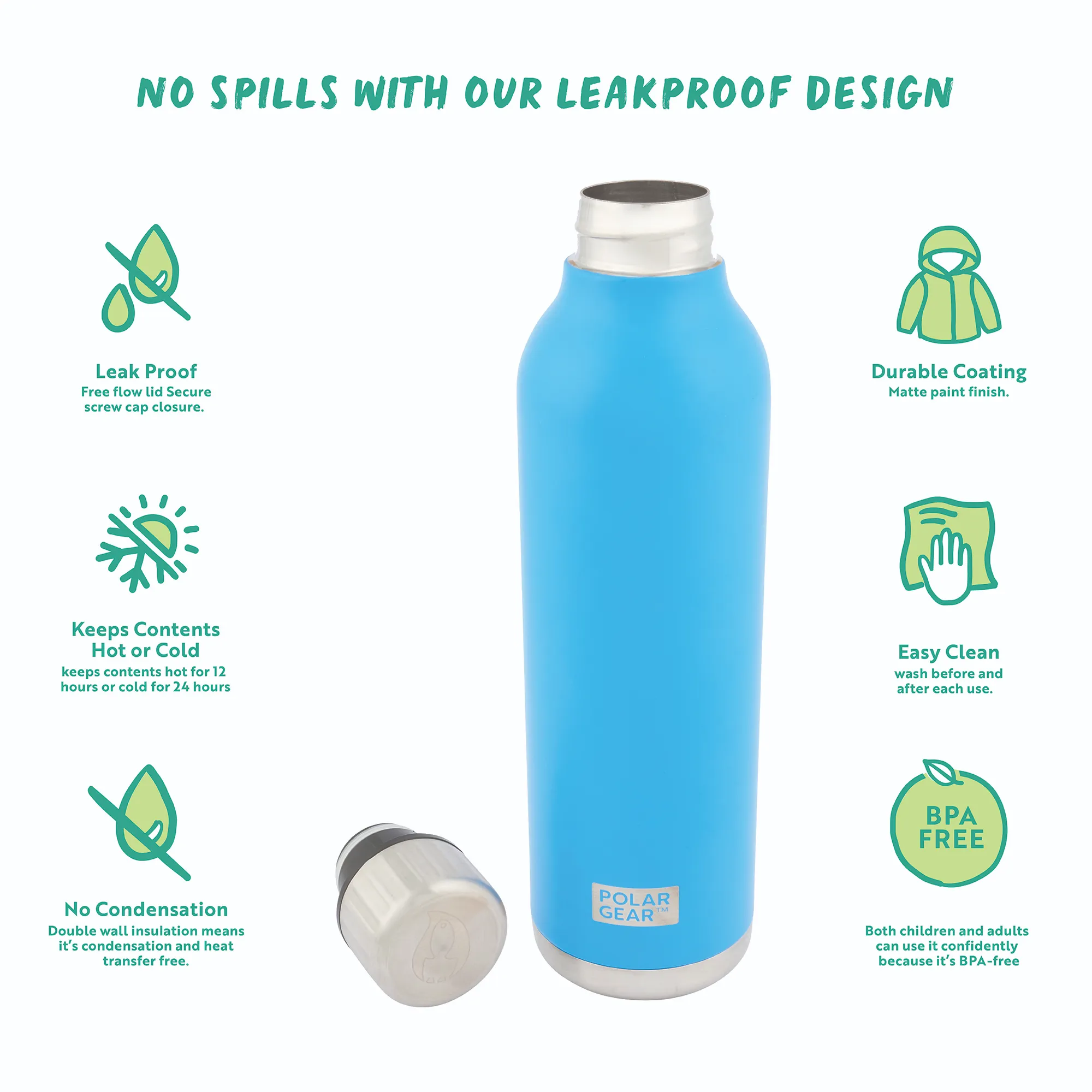 Hydra Flow Stainless Steel Insulated Bottle 500ml - Azure - Image 2