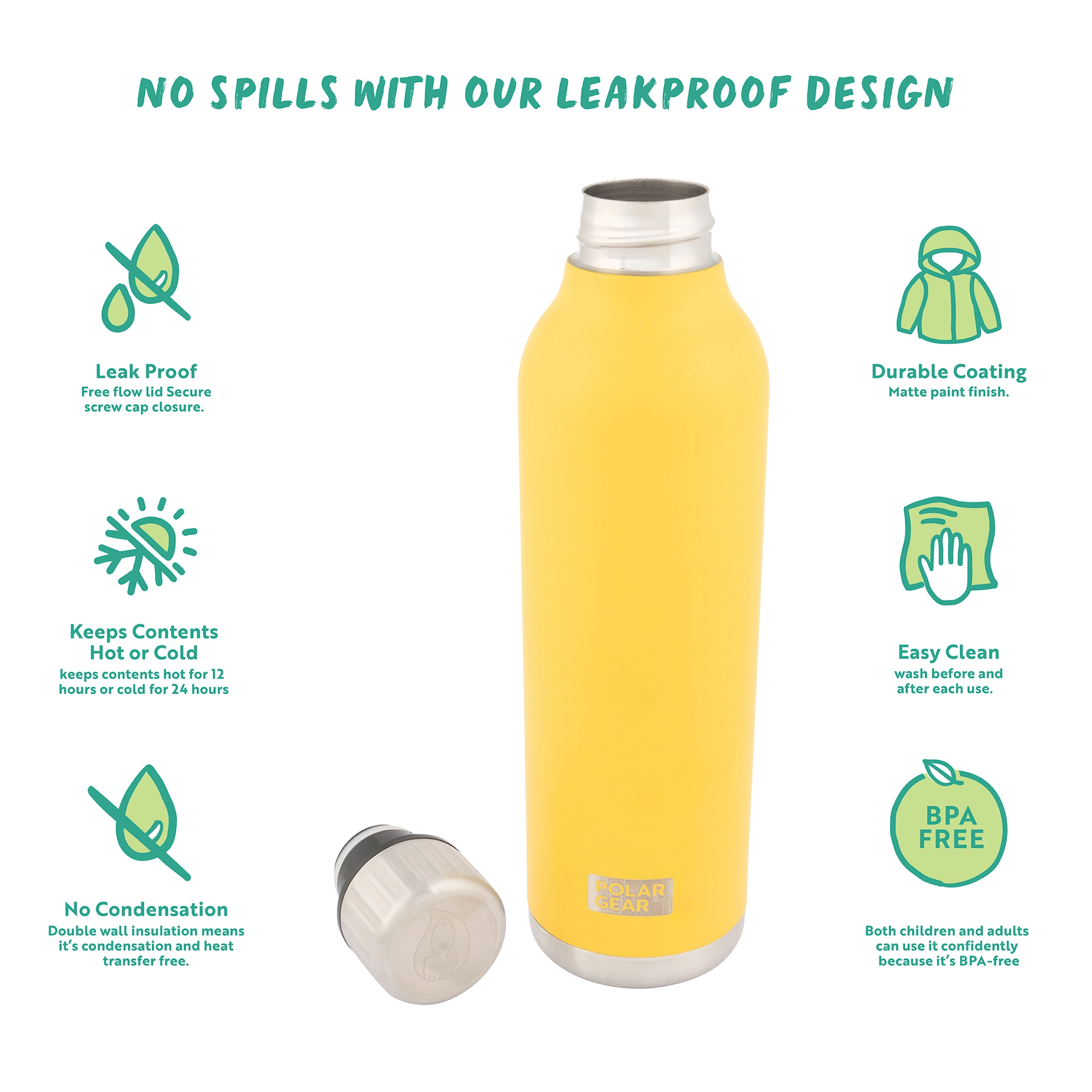 Hydra Flow Stainless Steel Insulated Bottle 500ml-Yellow - Image 2