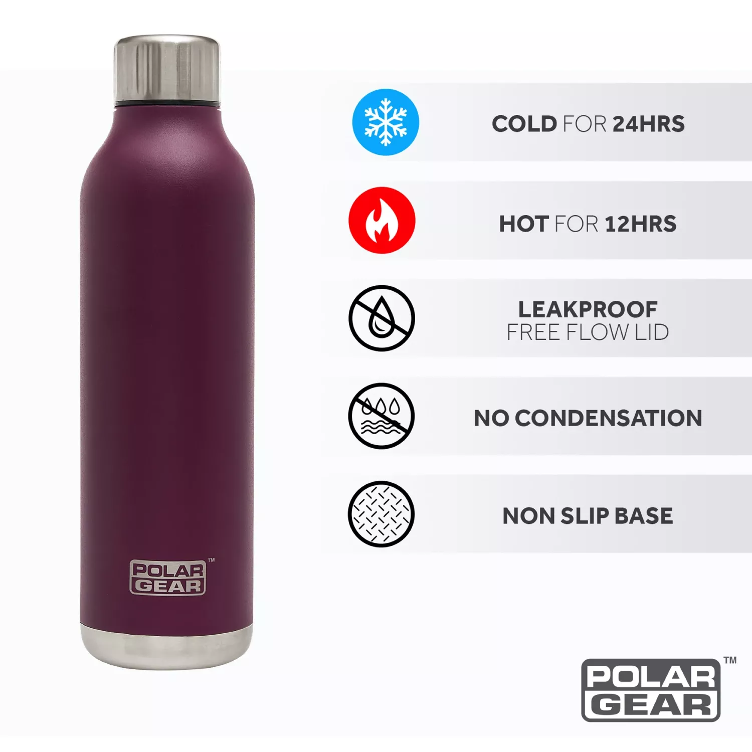 Polar Gear Hydra Flow Stainless Steel Insulated Bottle no condensation