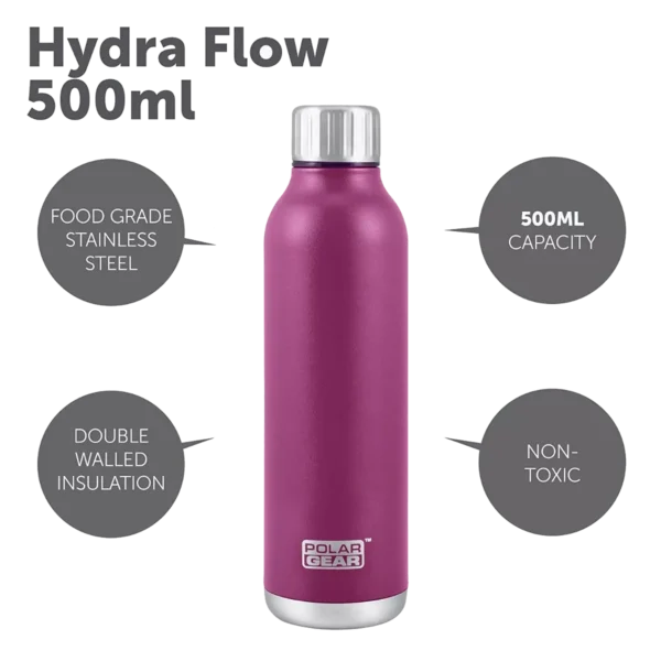 Polar Gear Hydra Flow Stainless Steel Insulated Bottle keep your drink up to 12 hours hot or 24 hours cold