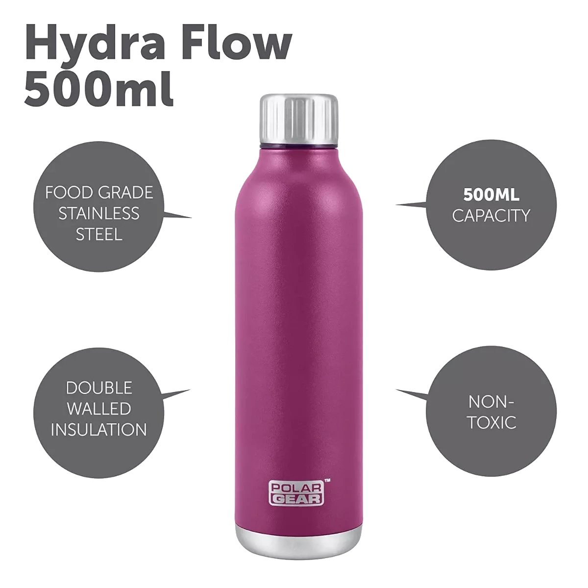 Polar Gear Hydra Flow Stainless Steel Insulated Bottle keep your drink up to 12 hours hot or 24 hours cold