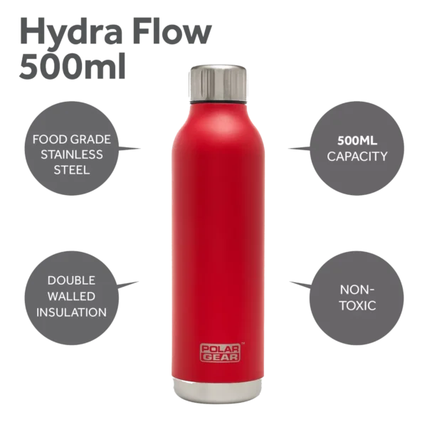 Polar Gear Hydra Flow Stainless Steel Insulated Bottle keep your drink up to 12 hours hot or 24 hours cold