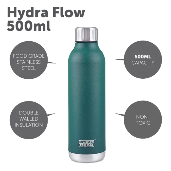 Hydra Flow Stainless Steel Insulated Bottle 500ml made with food grade stainless steel