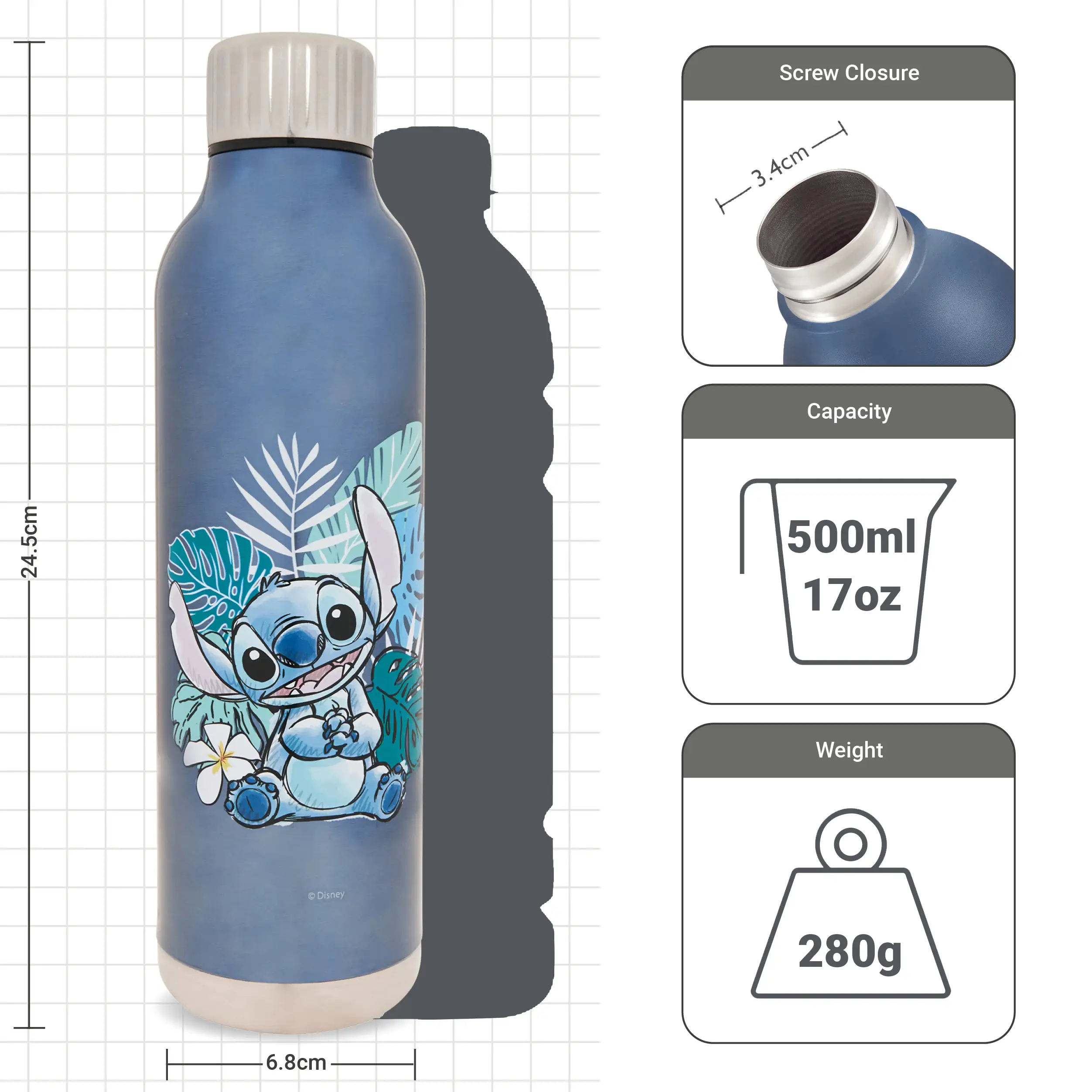 super lightweight design with 500ml capacity, perfect for work or study