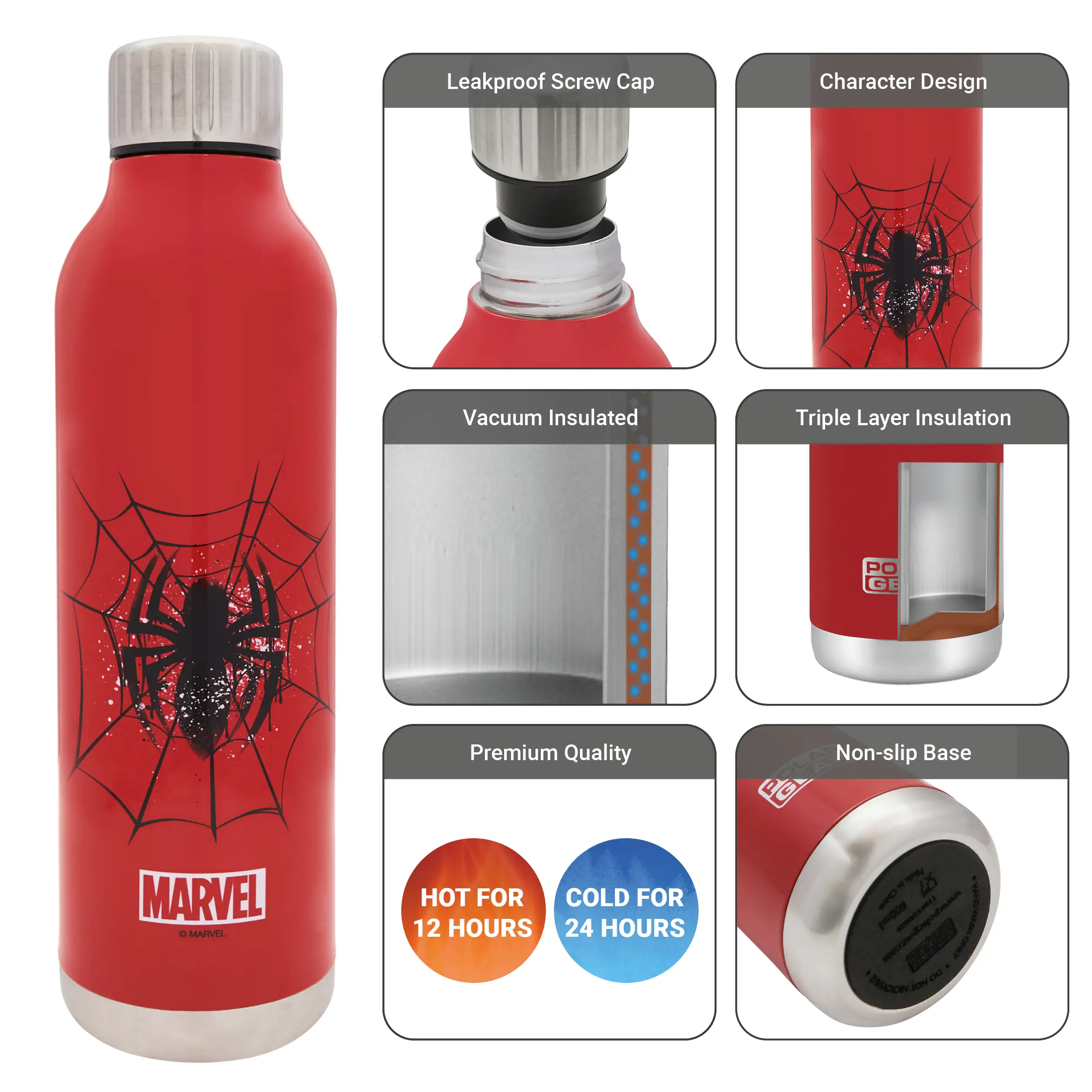 Spider Man insulated bottle keep your drink 12 hours hot or 24 hours cold