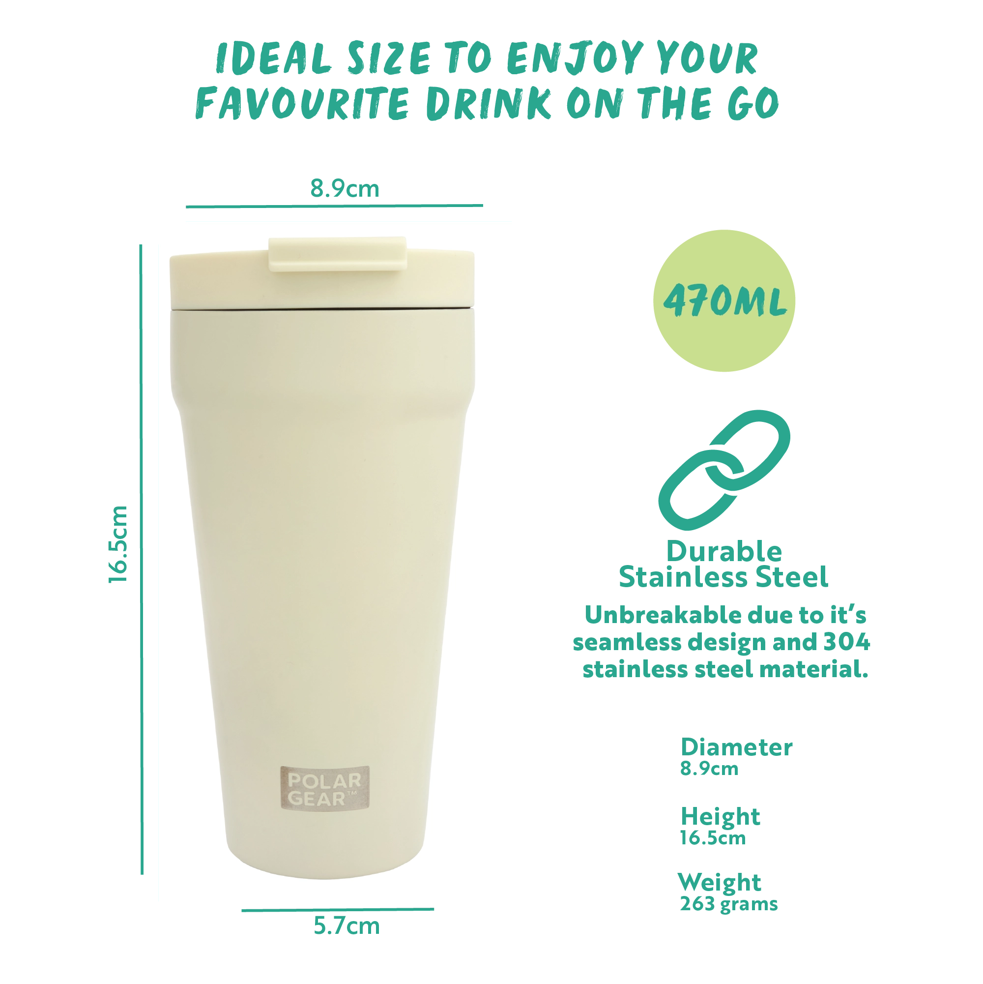 Reusable Coffee Cup 470ml - Cream - Image 3
