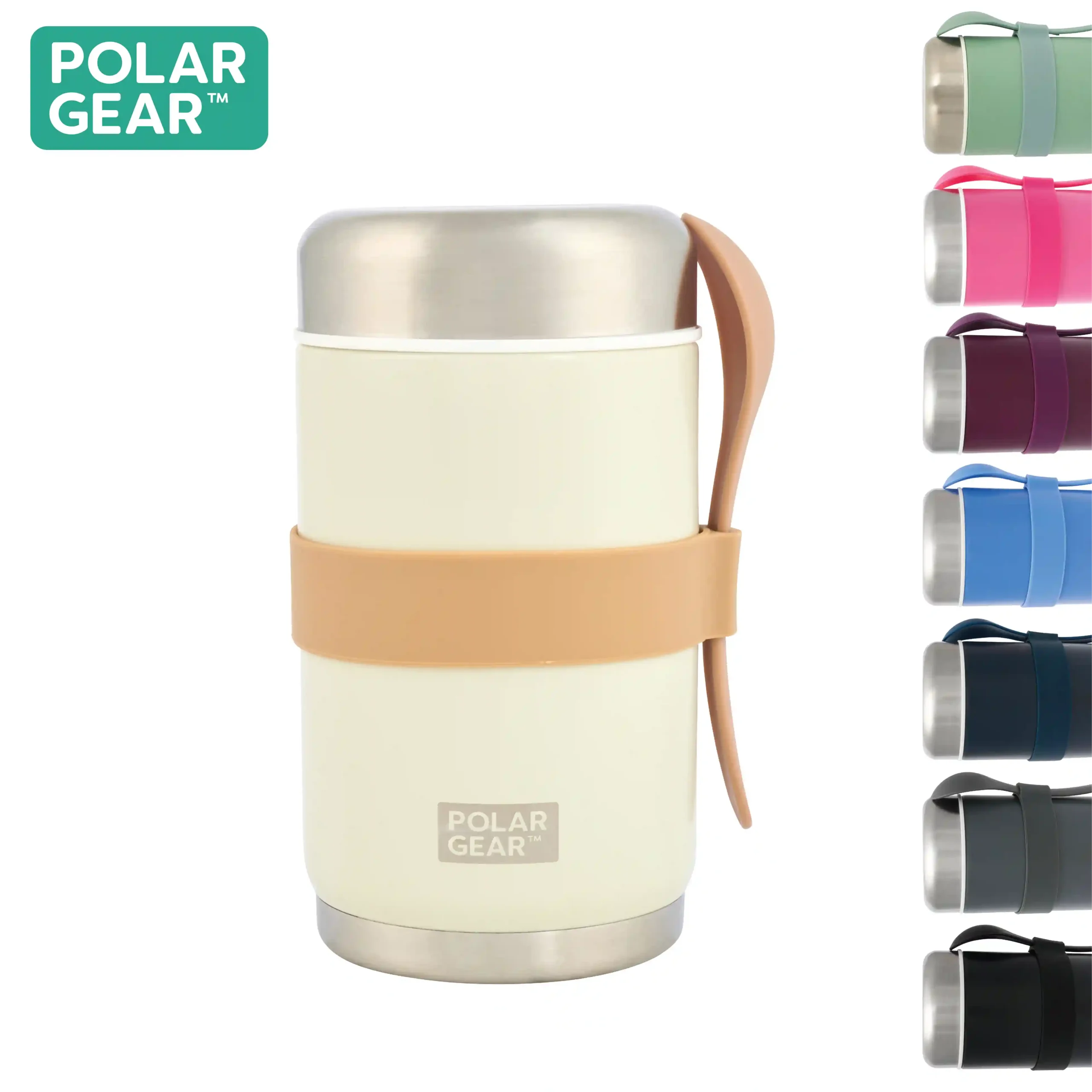 Stainless Steel Food Flask With Spoon 520ml - Cream