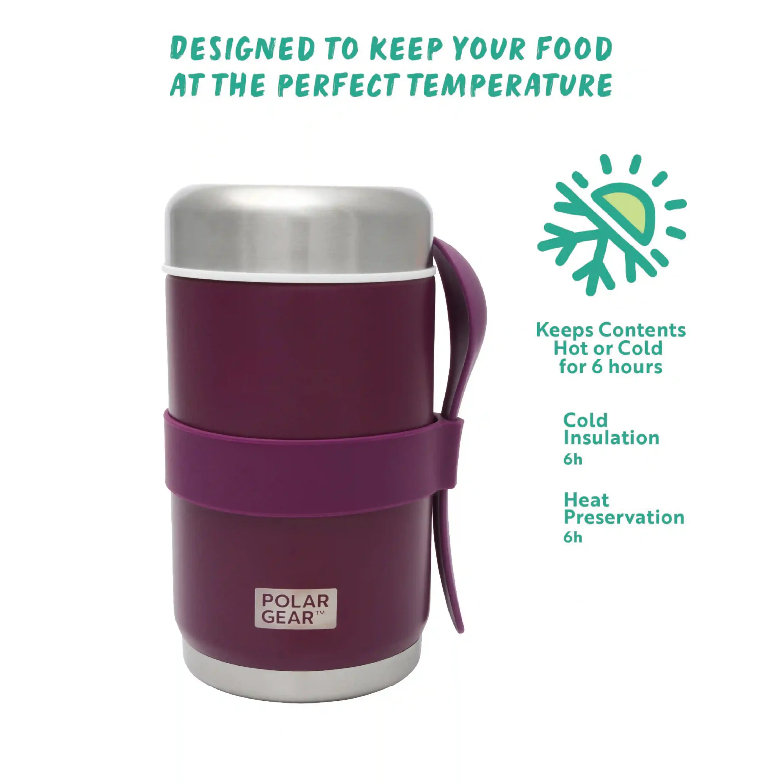 Stainless Steel Food Flask With Spoon 520ml - Grape - Image 4