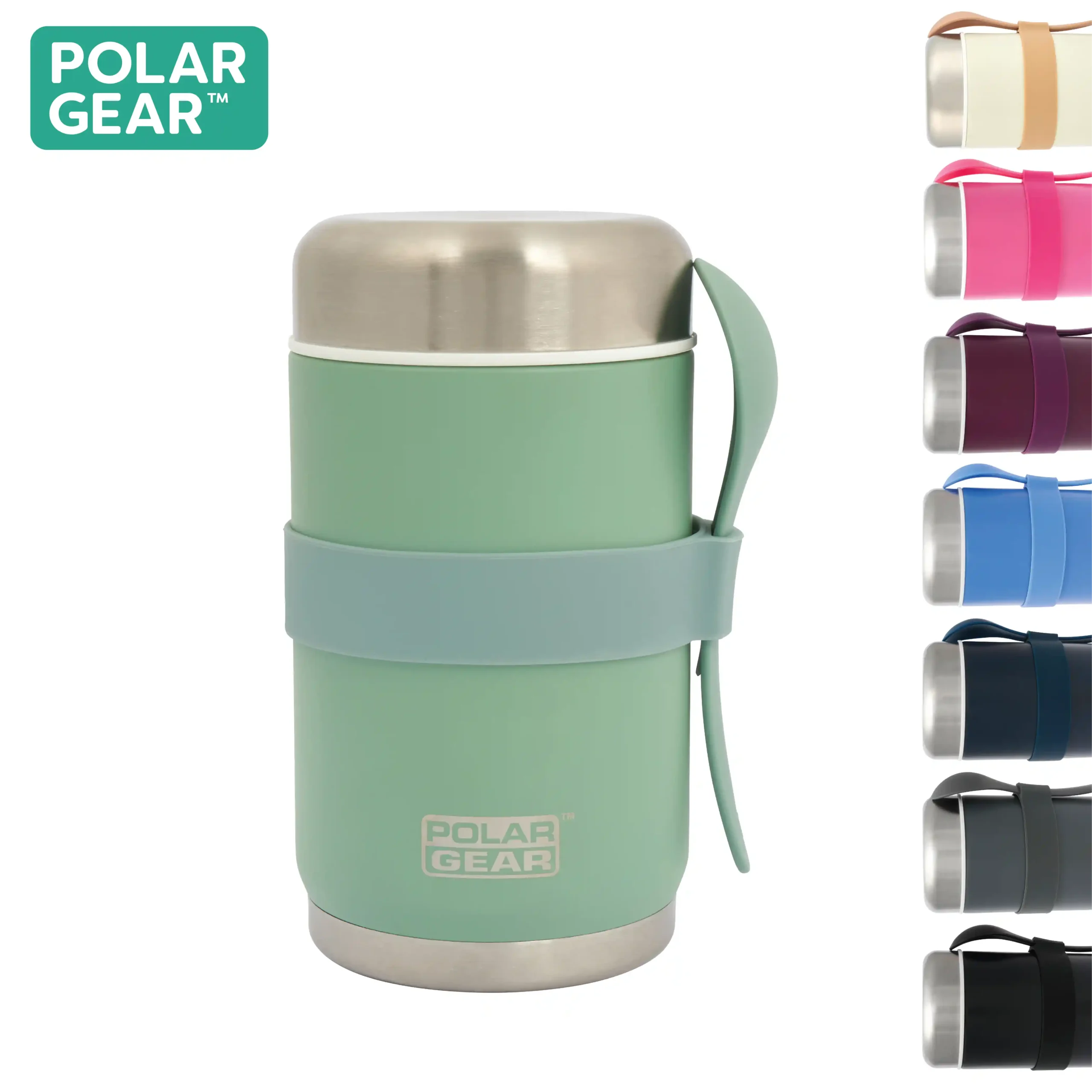Stainless Steel Food Flask With Spoon 520ml - EU Green