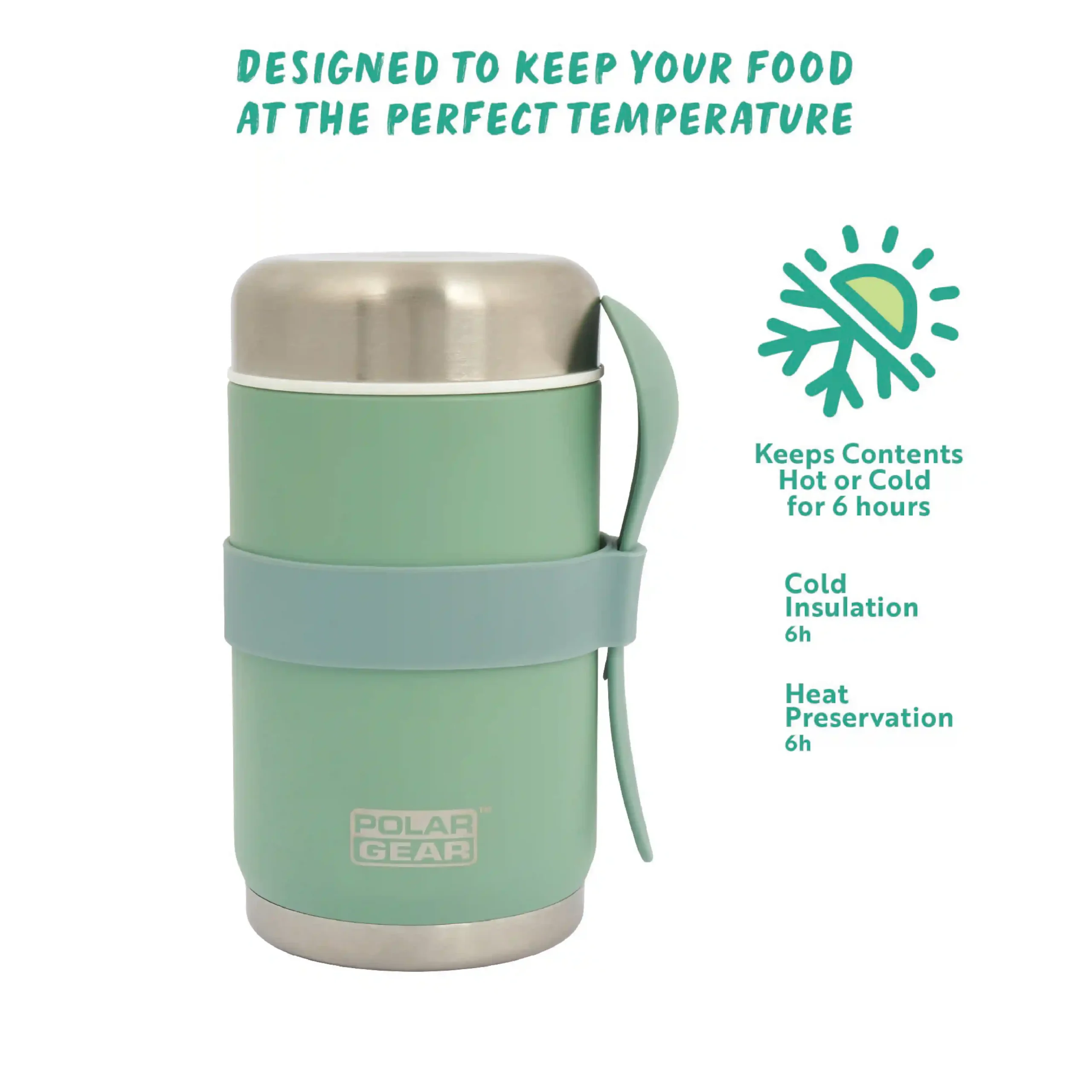 Stainless Steel Food Flask With Spoon 520ml - EU Green - Image 5