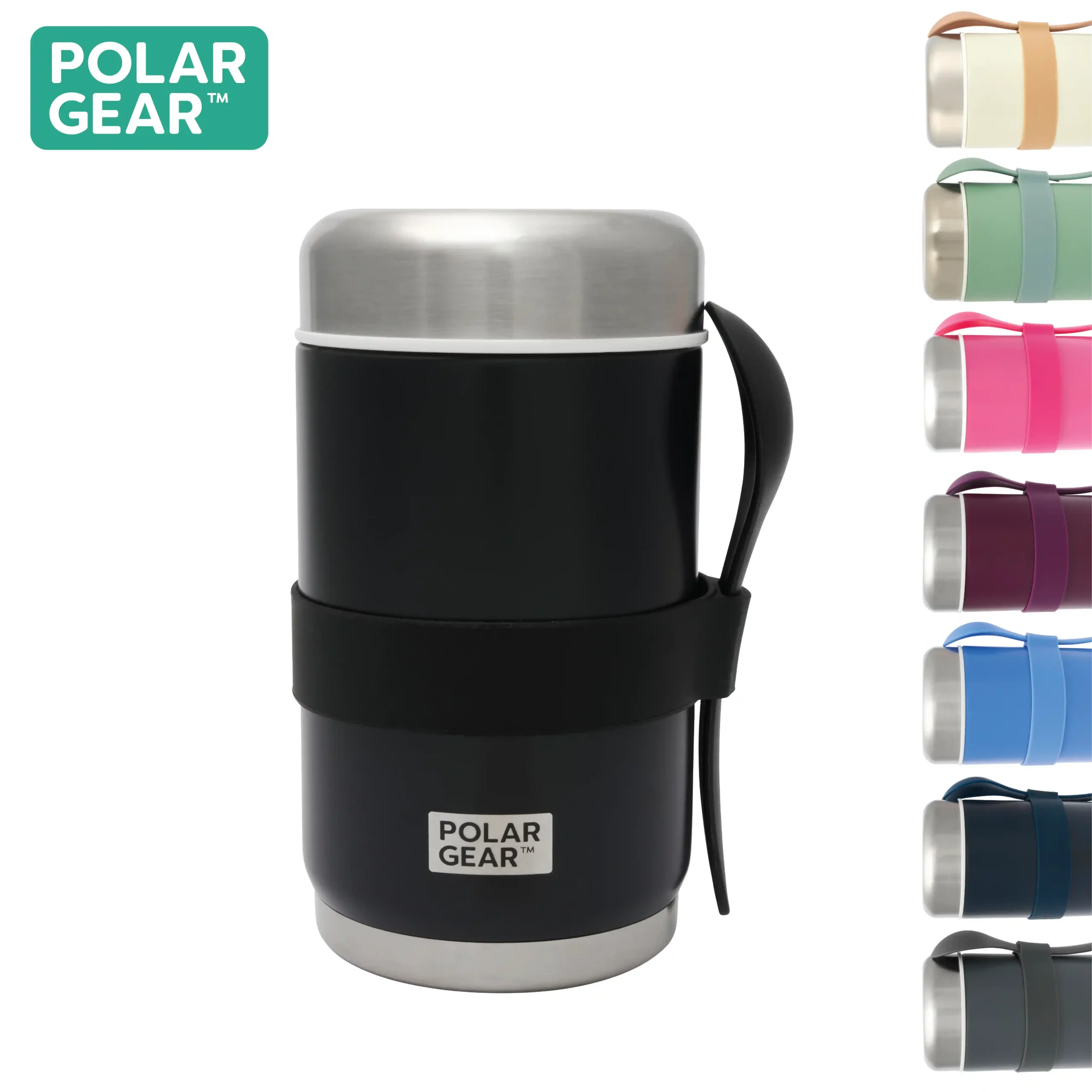 Stainless Steel Food Flask With Spoon 520ml - Black