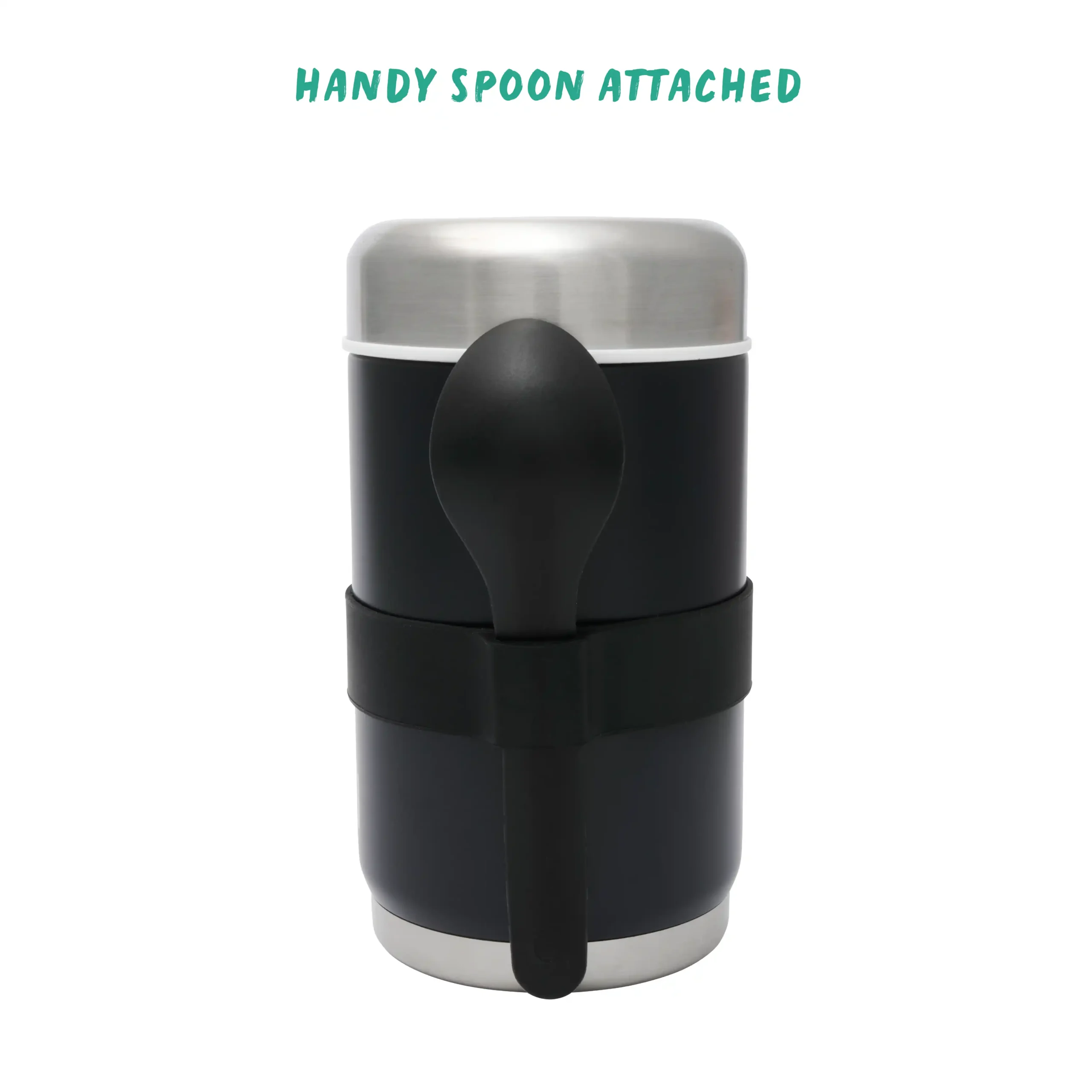 Stainless Steel Food Flask With Spoon 520ml - Black - Image 6
