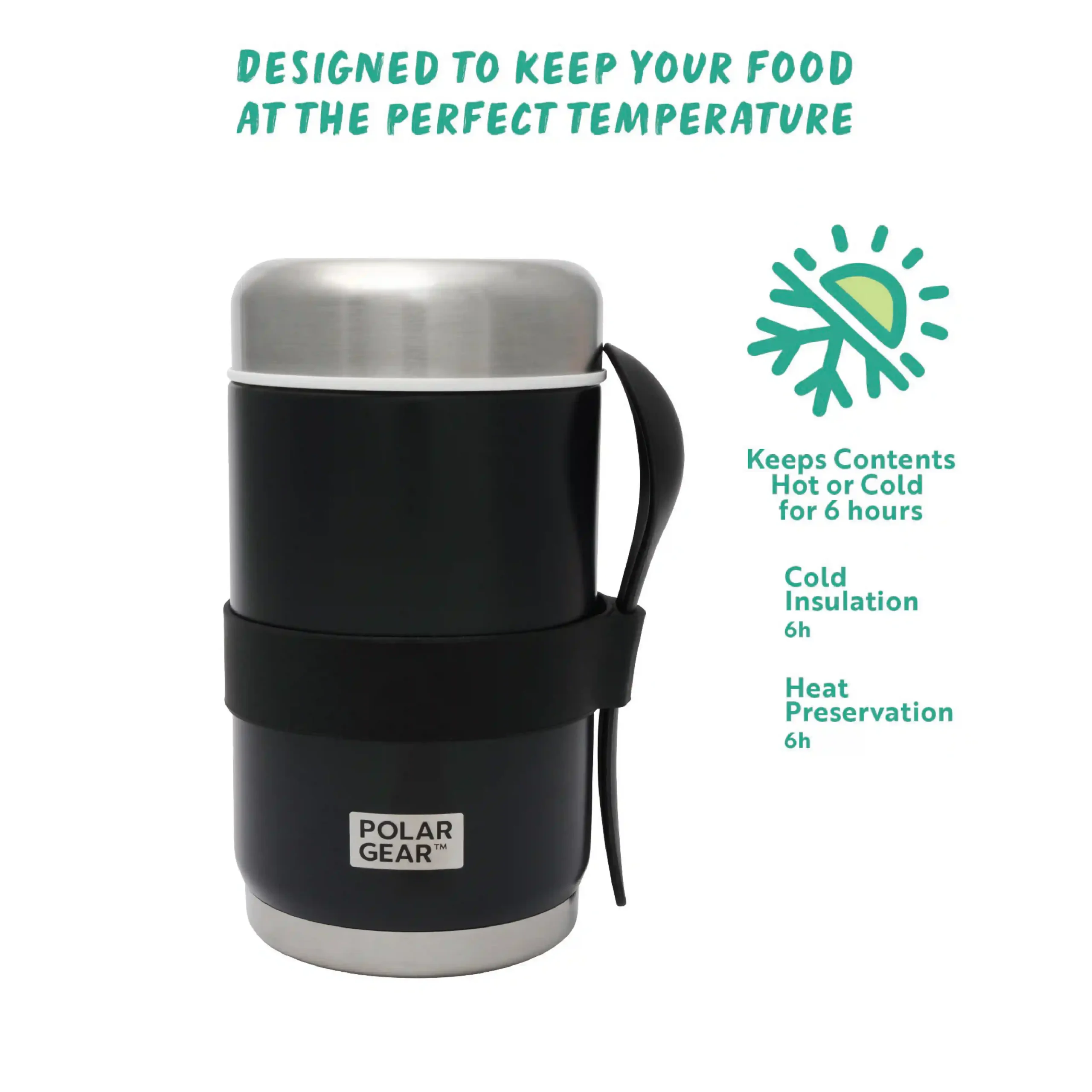 Stainless Steel Food Flask With Spoon 520ml - Black - Image 5