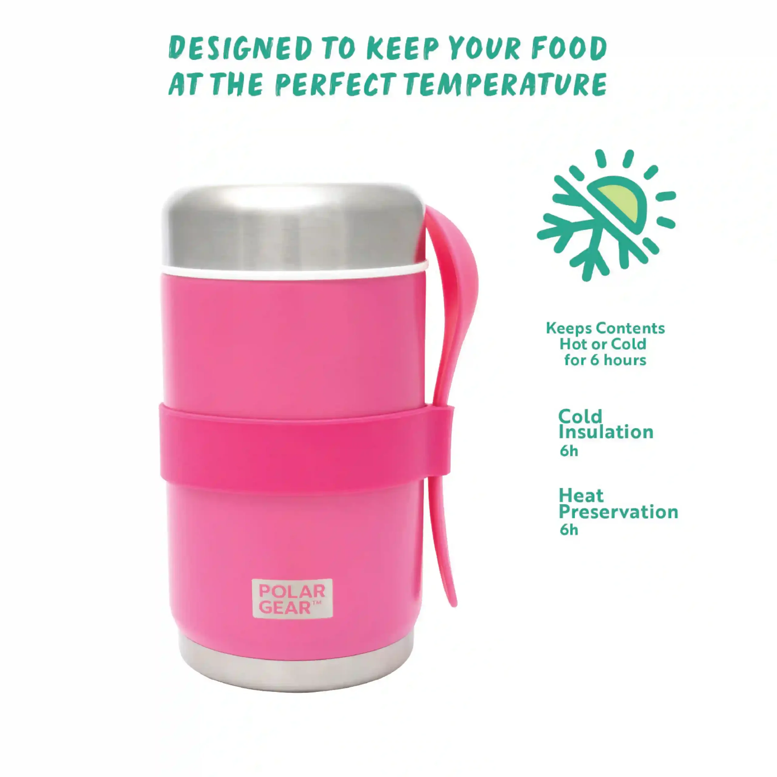 Stainless Steel Food Flask With Spoon 520ml - Rose - Image 5