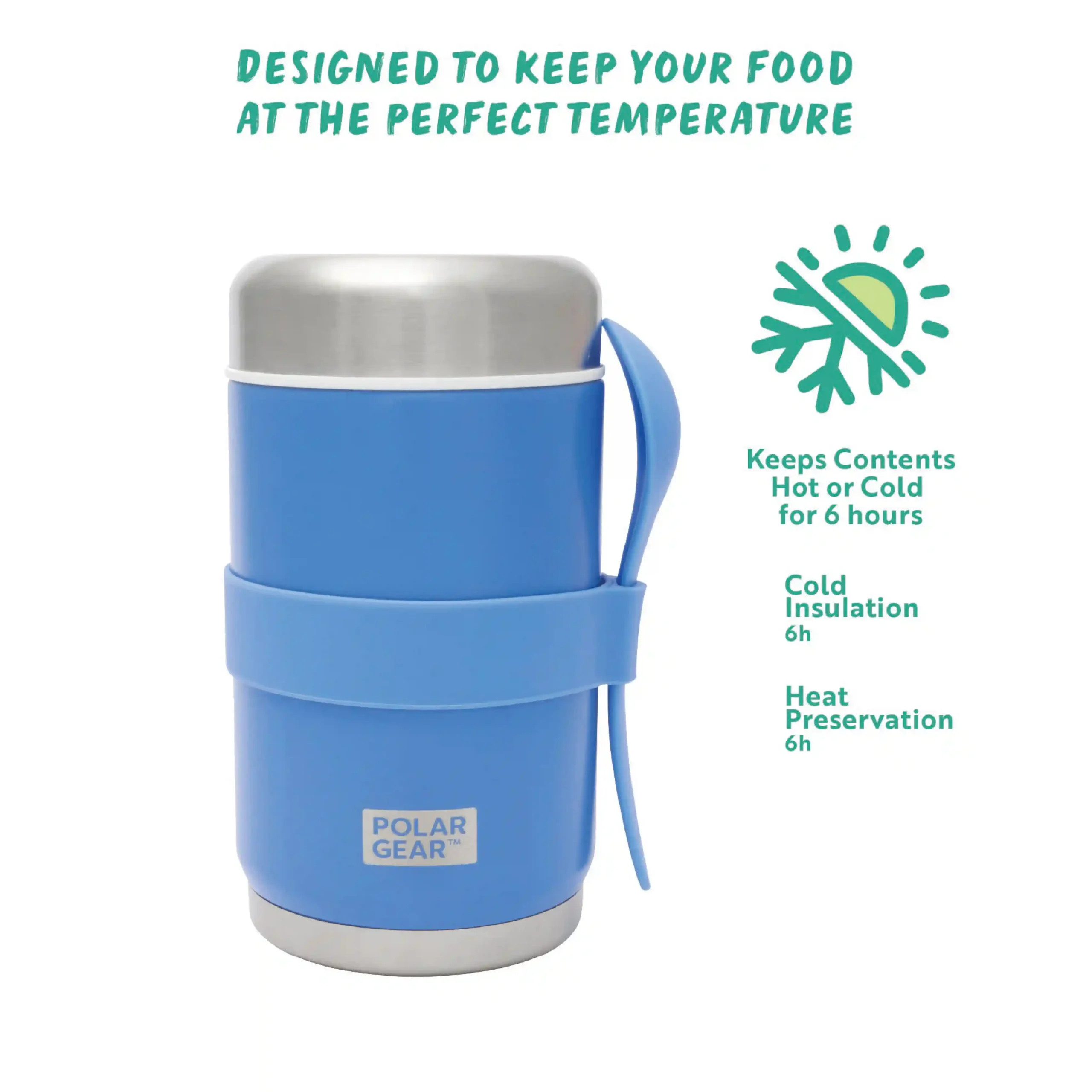 Stainless Steel Food Flask With Spoon 520ml - CO Blue - Image 4