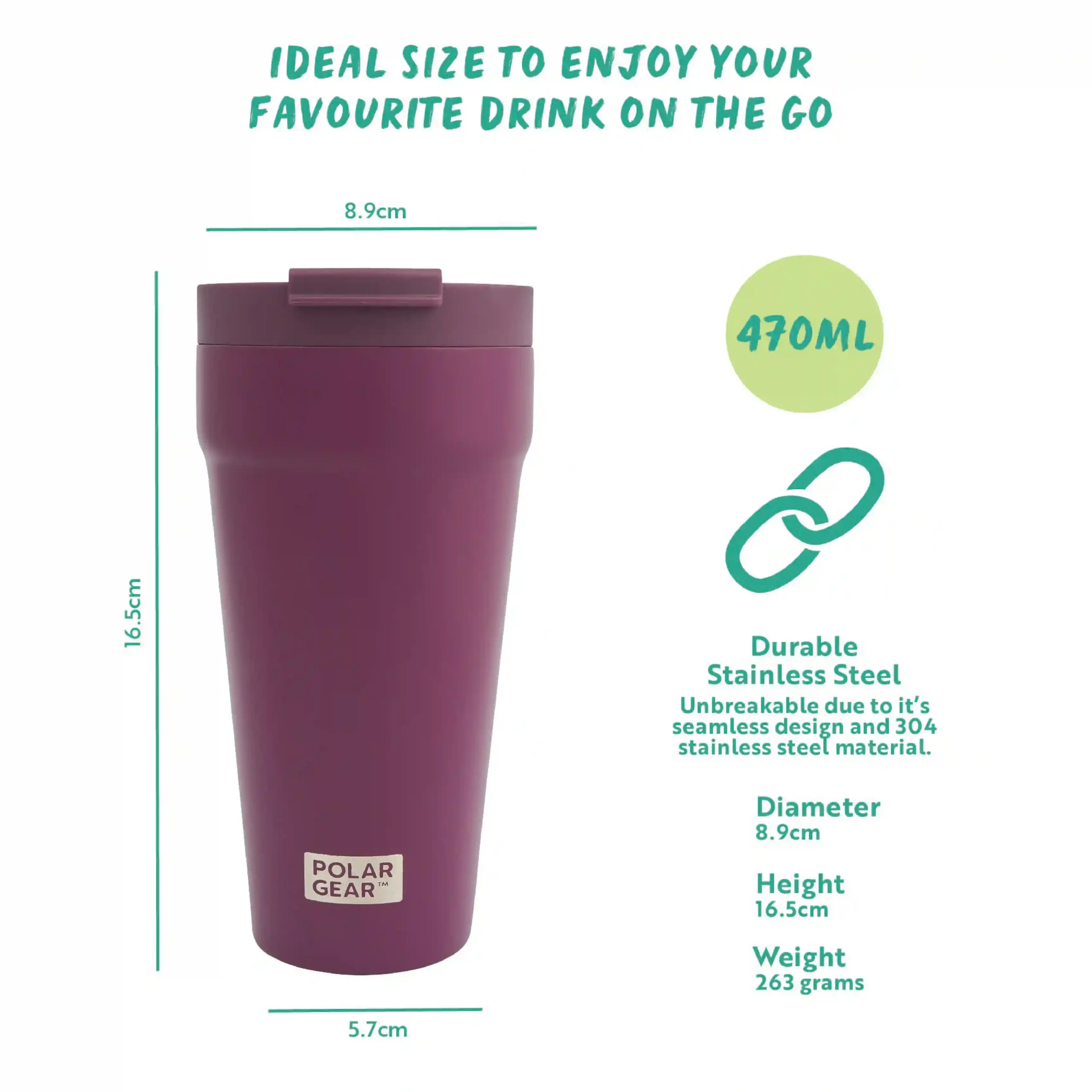 Reusable Coffee Tumbler 470ml - Grape - Image 4