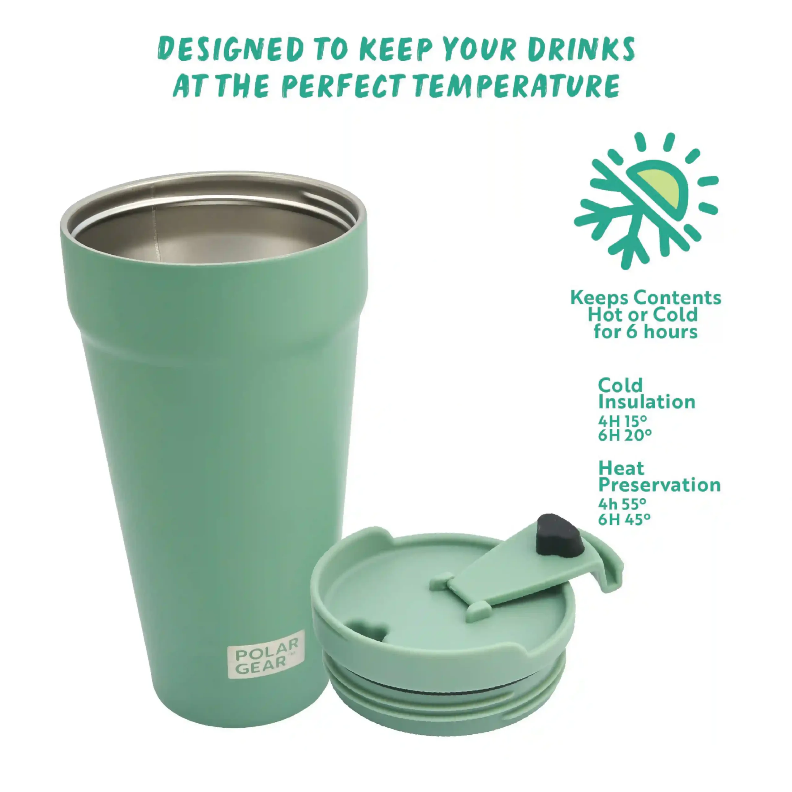 Reusable Coffee Tumbler 470ml - Eucalyptus - Image 4