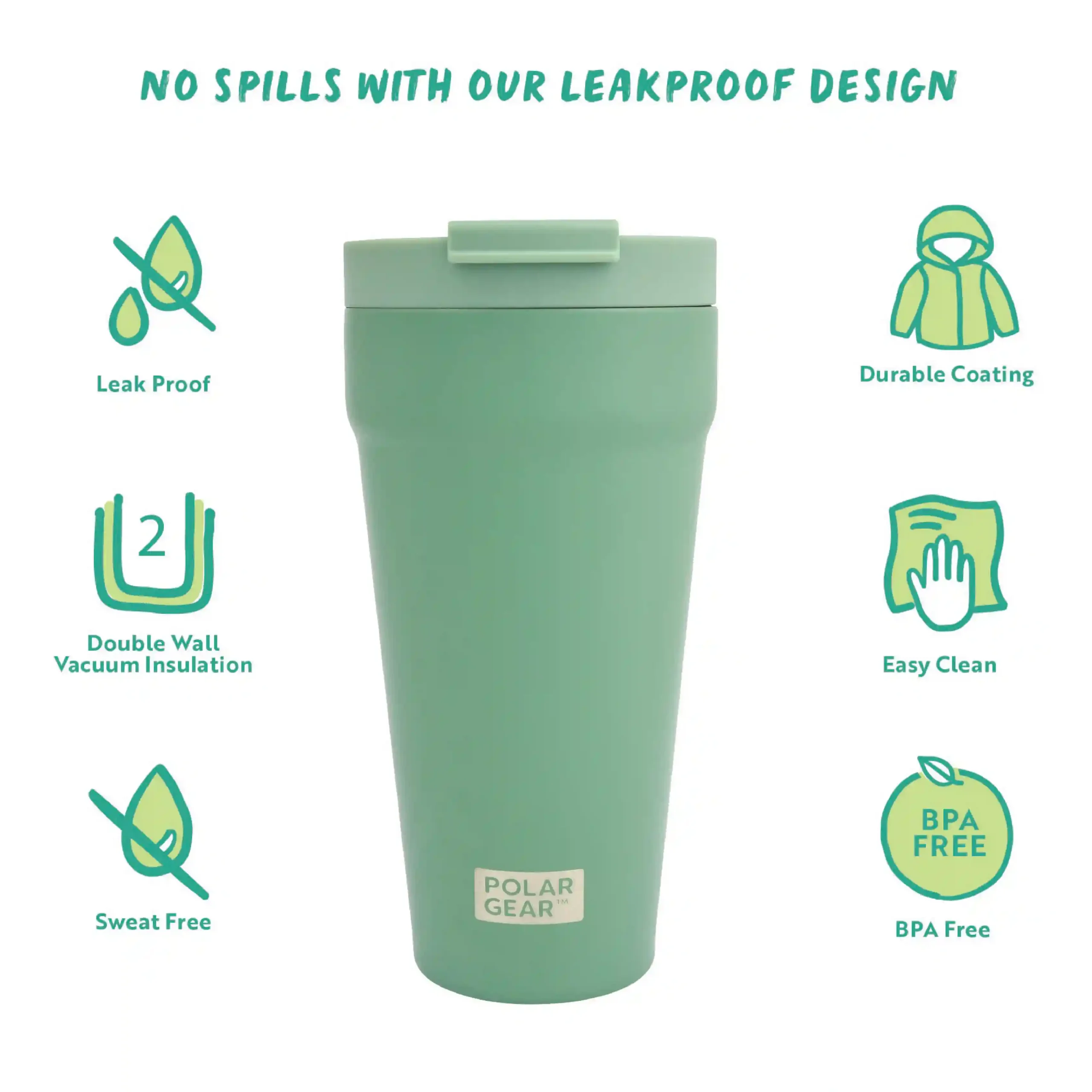 Reusable Coffee Tumbler 470ml - Eucalyptus - Image 5