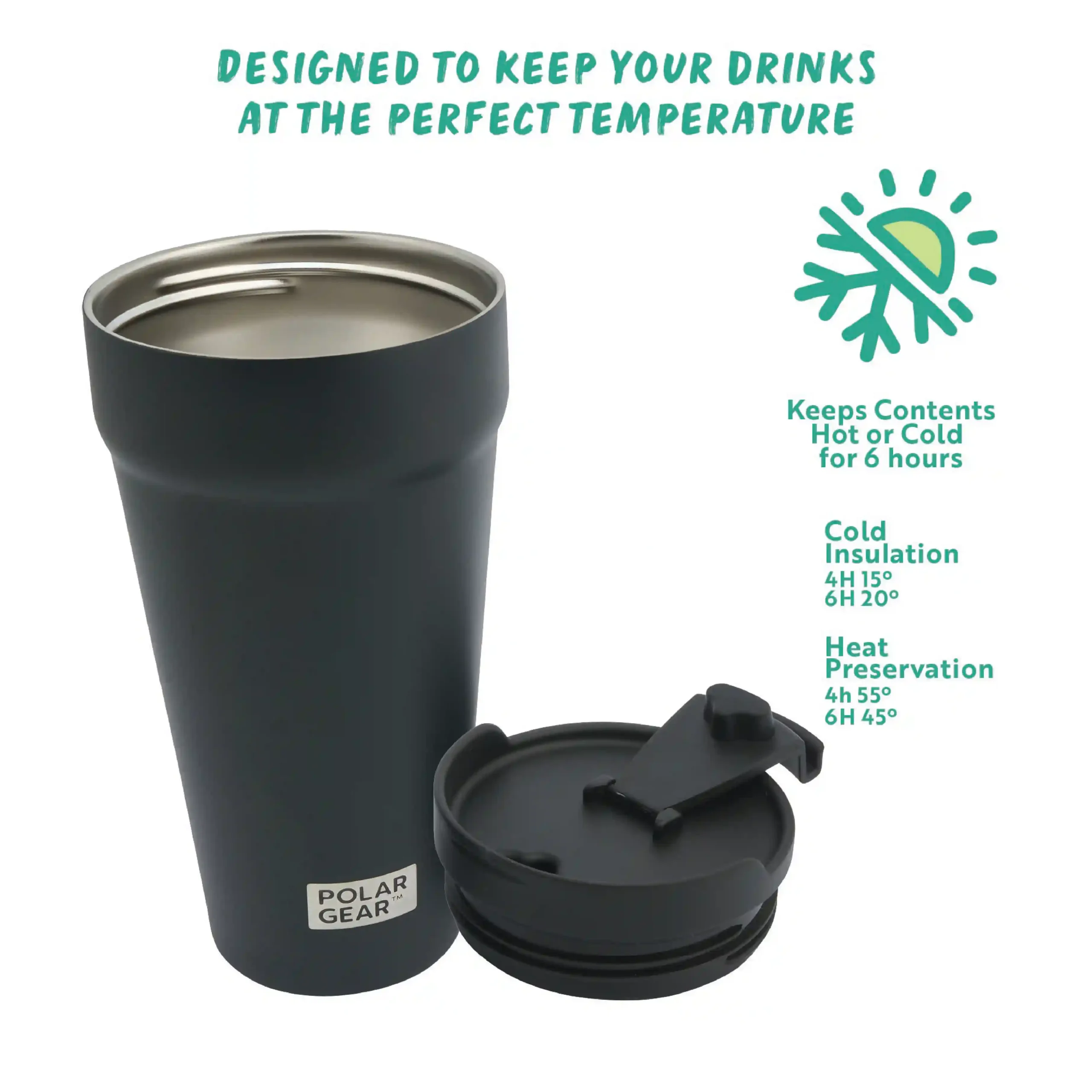Reusable Coffee Tumbler 470ml - Black - Image 4