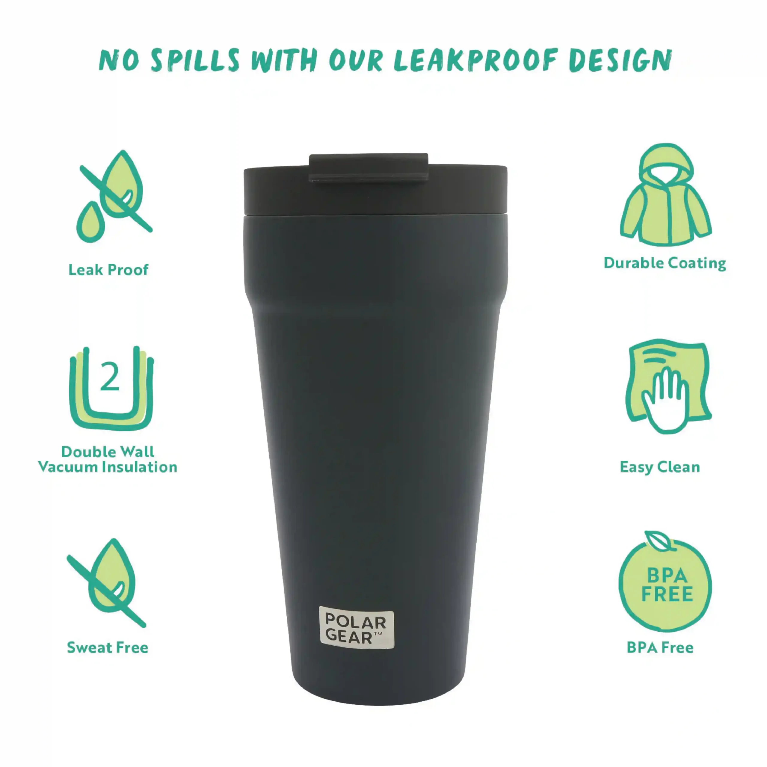 Reusable Coffee Tumbler 470ml - Black - Image 5