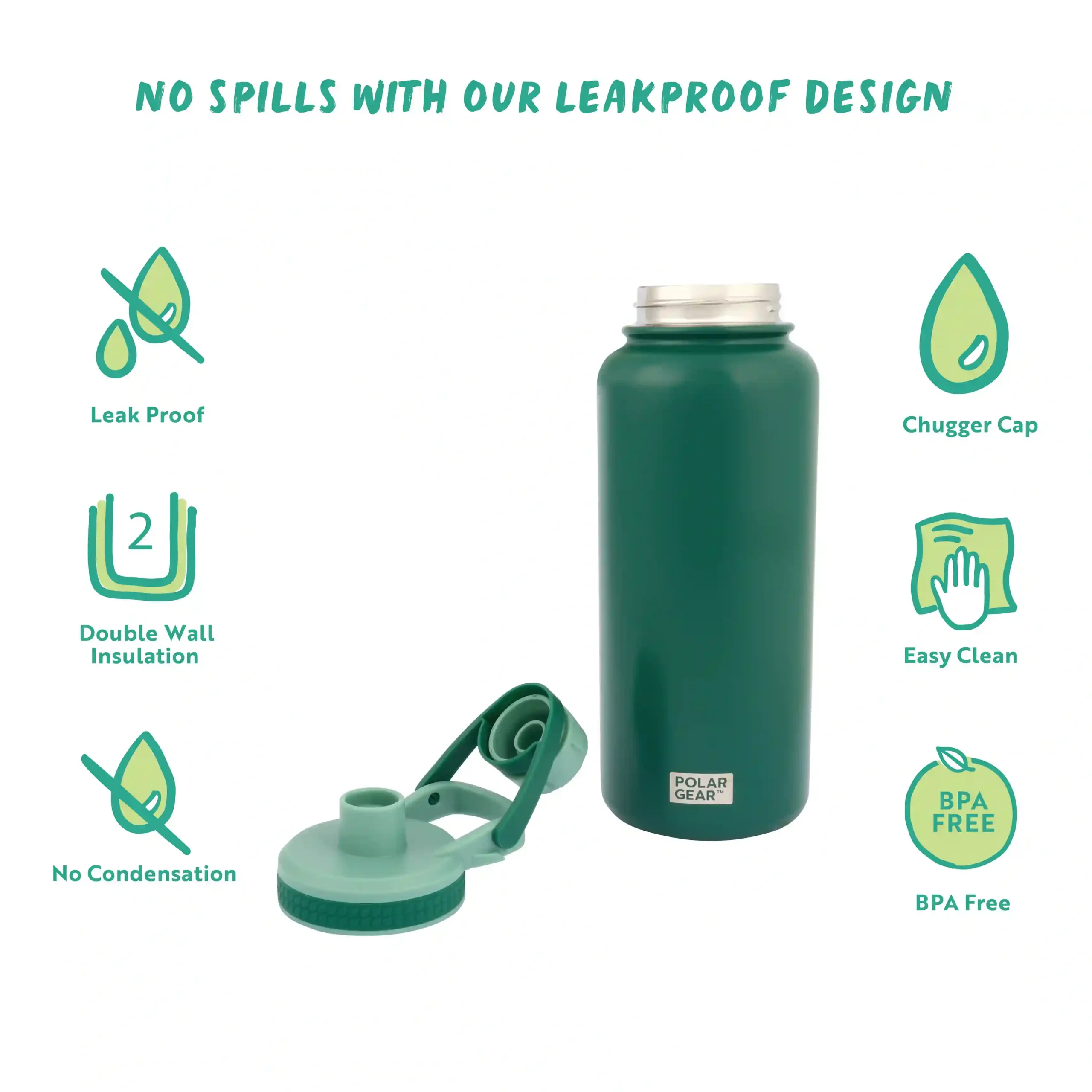 Hydra Explorer Insulated Water Bottle 1L - Forest Green - Image 5