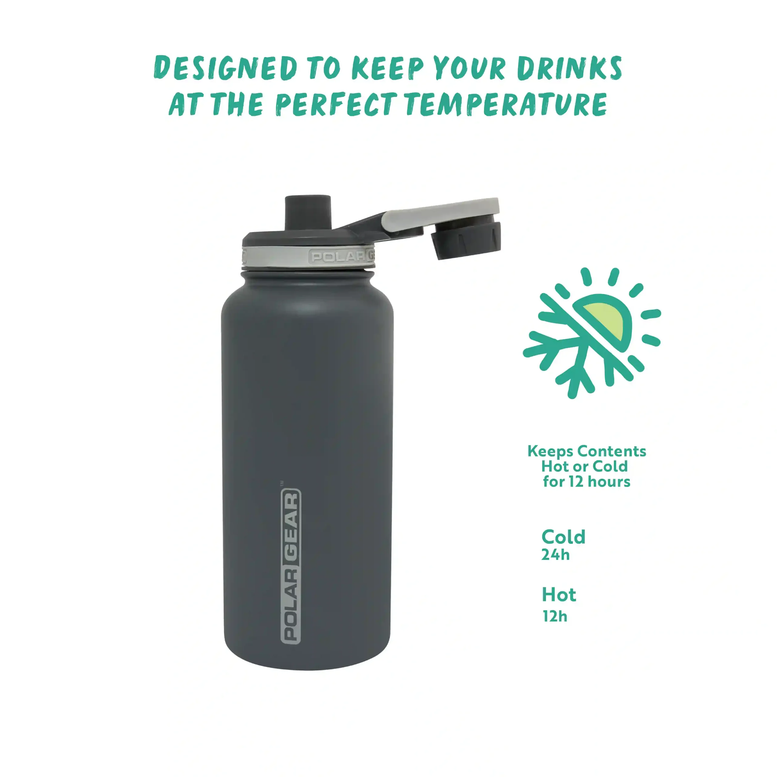 Hydra Explorer Insulated Water Bottle 1L - Graphite - Image 3