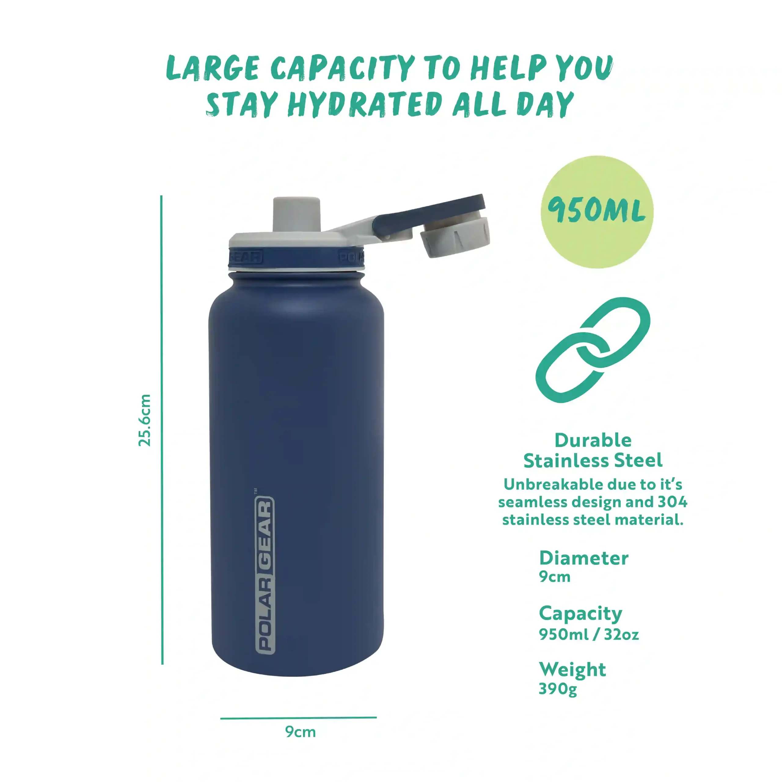 Hydra Explorer Insulated Water Bottle 1L- Indigo - Image 2