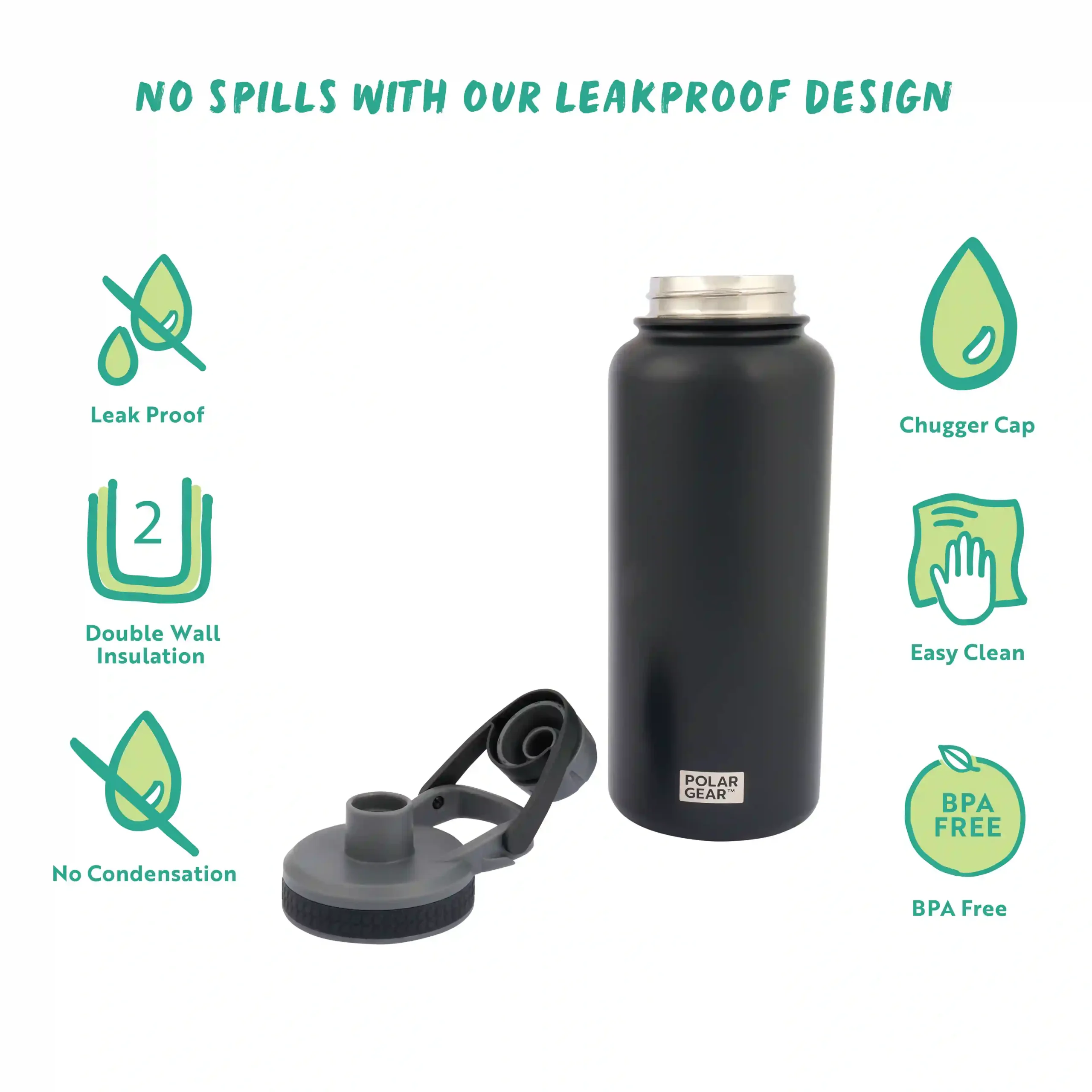 Hydra Explorer Insulated Water Bottle 1L- Black - Image 6