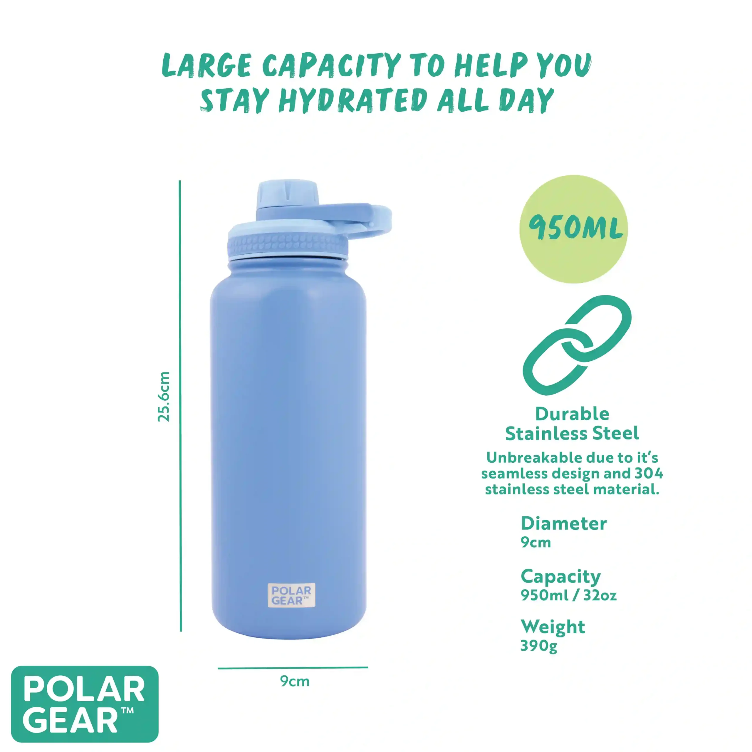 Hydra Explorer Insulated Water Bottle 1L - Co Blue - Image 3