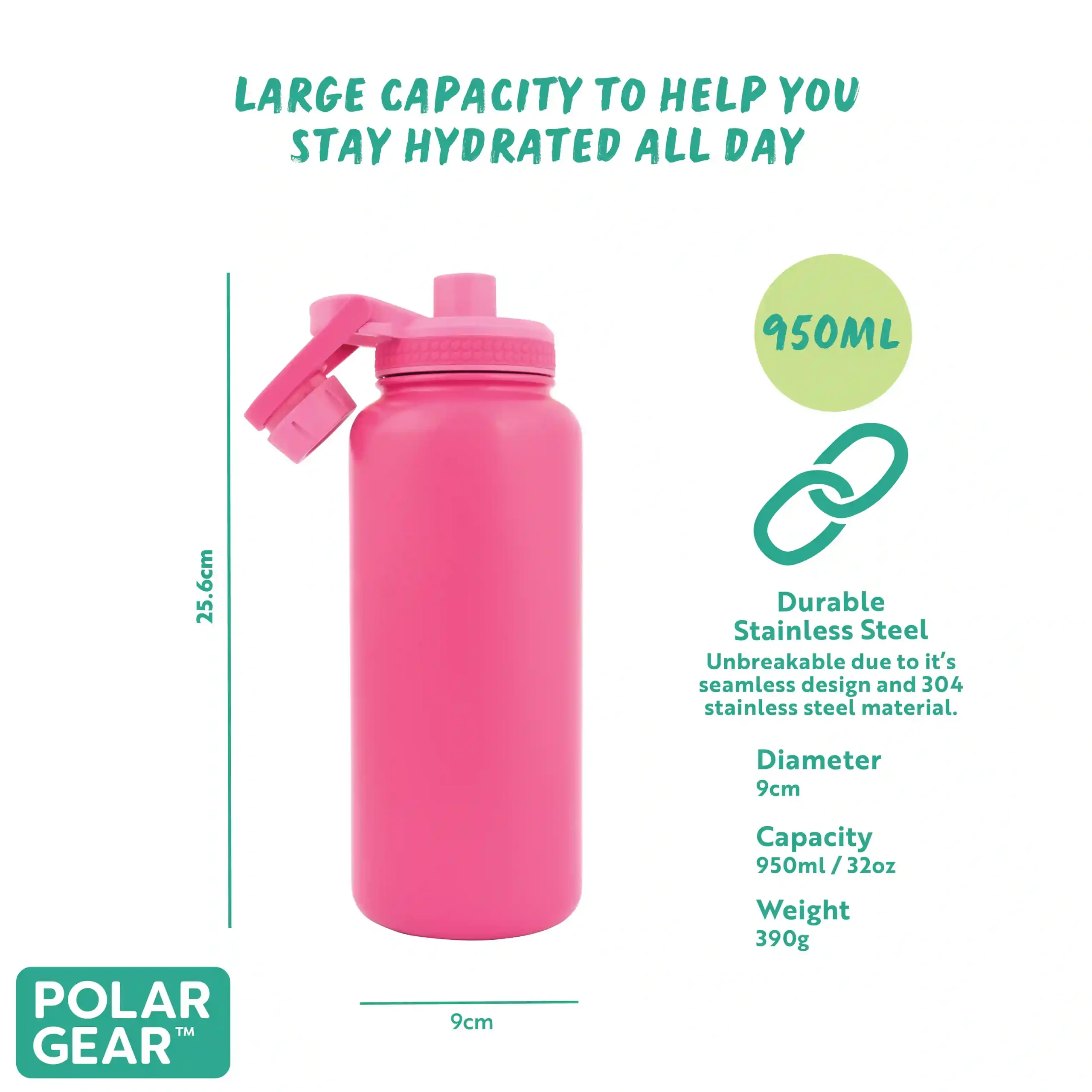 Hydra Explorer Insulated Water Bottle 1L- Rose - Image 3