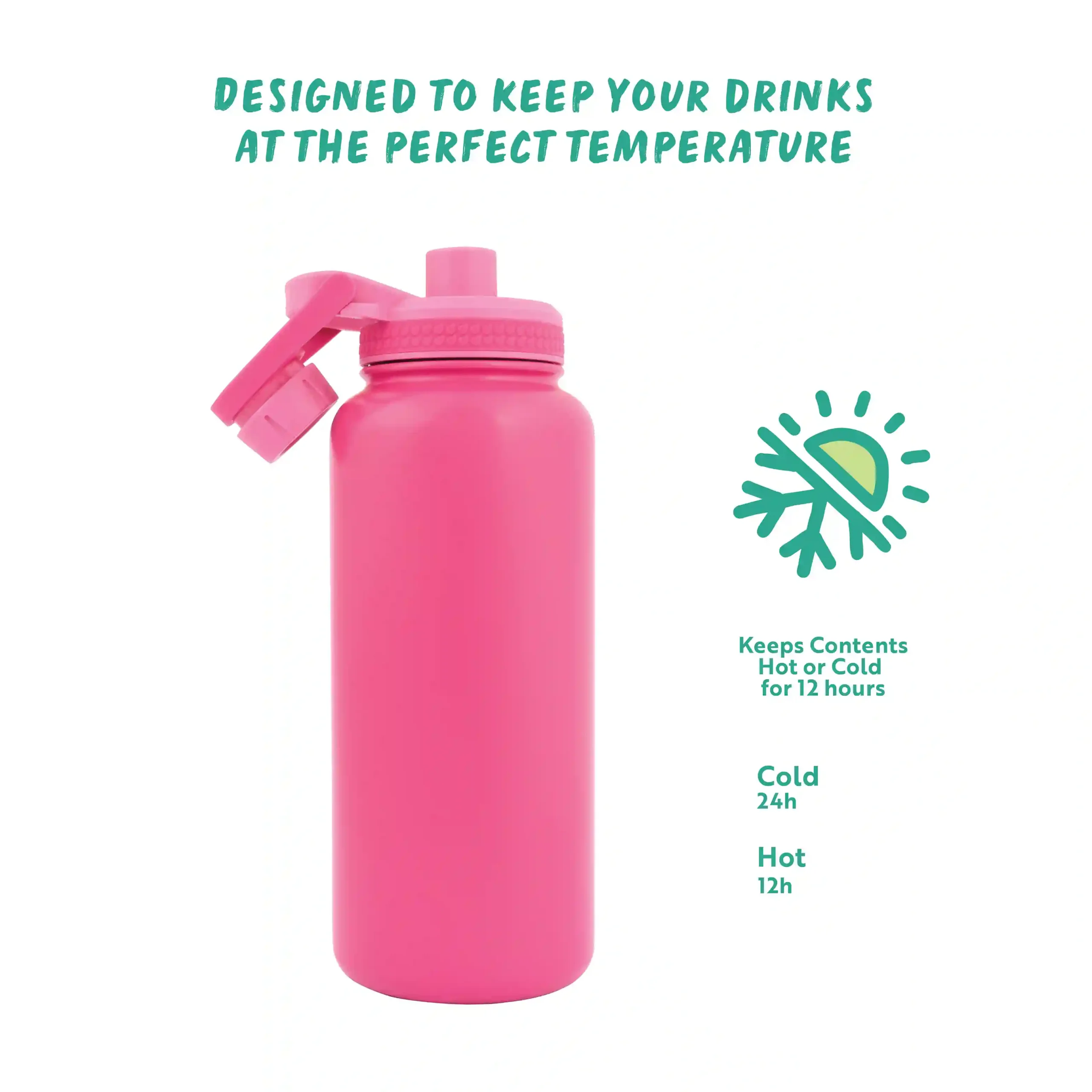 Hydra Explorer Insulated Water Bottle 1L- Rose - Image 4