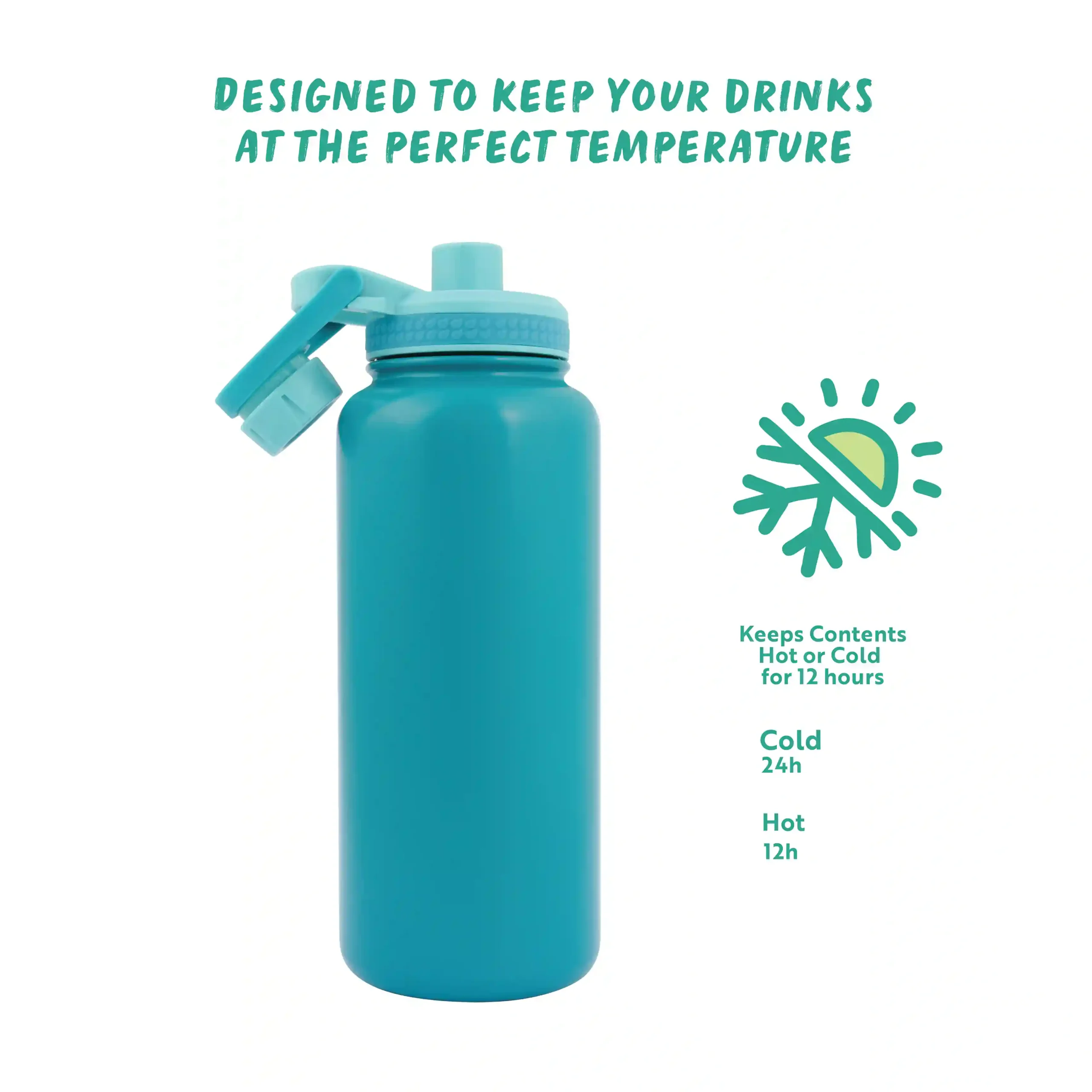 Hydra Explorer Insulated Water Bottle 1L- Teal - Image 4