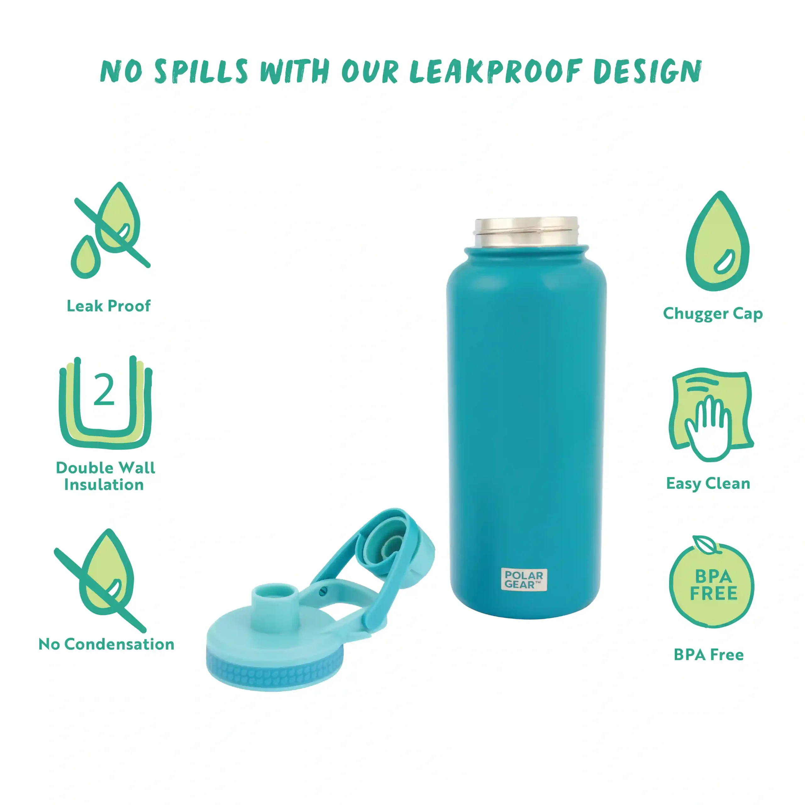 Hydra Explorer Insulated Water Bottle 1L- Teal - Image 5