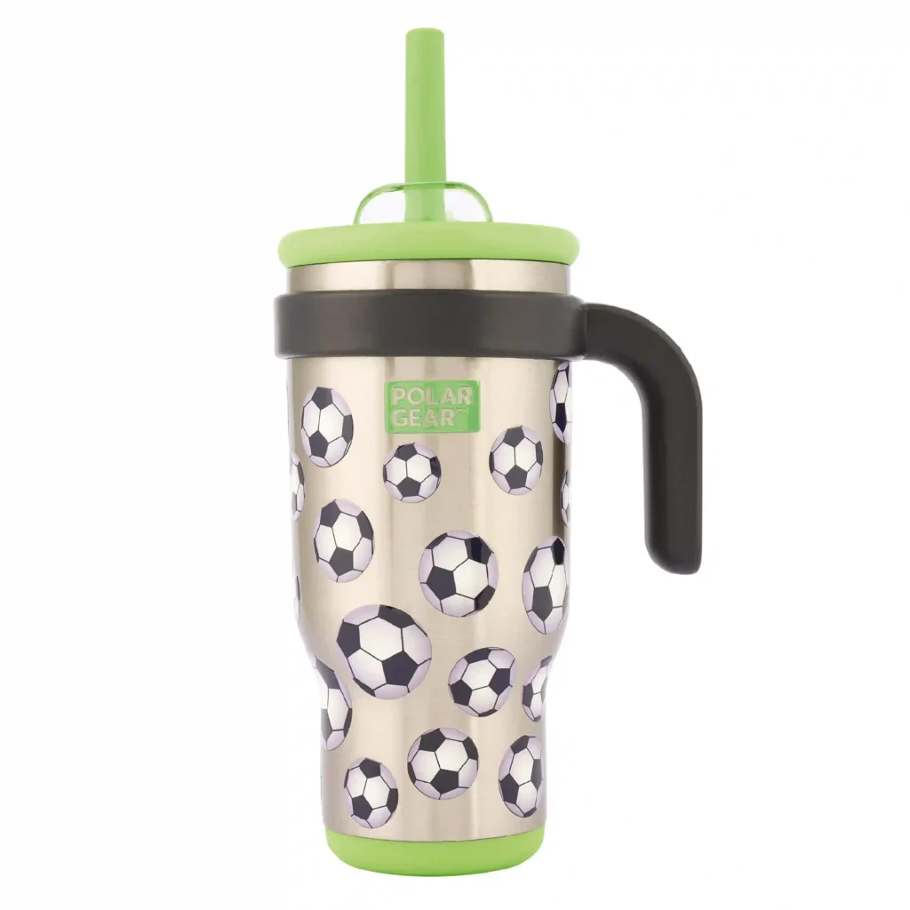 Hydra Curve Insulated Tumbler With Straw 520ml - Football