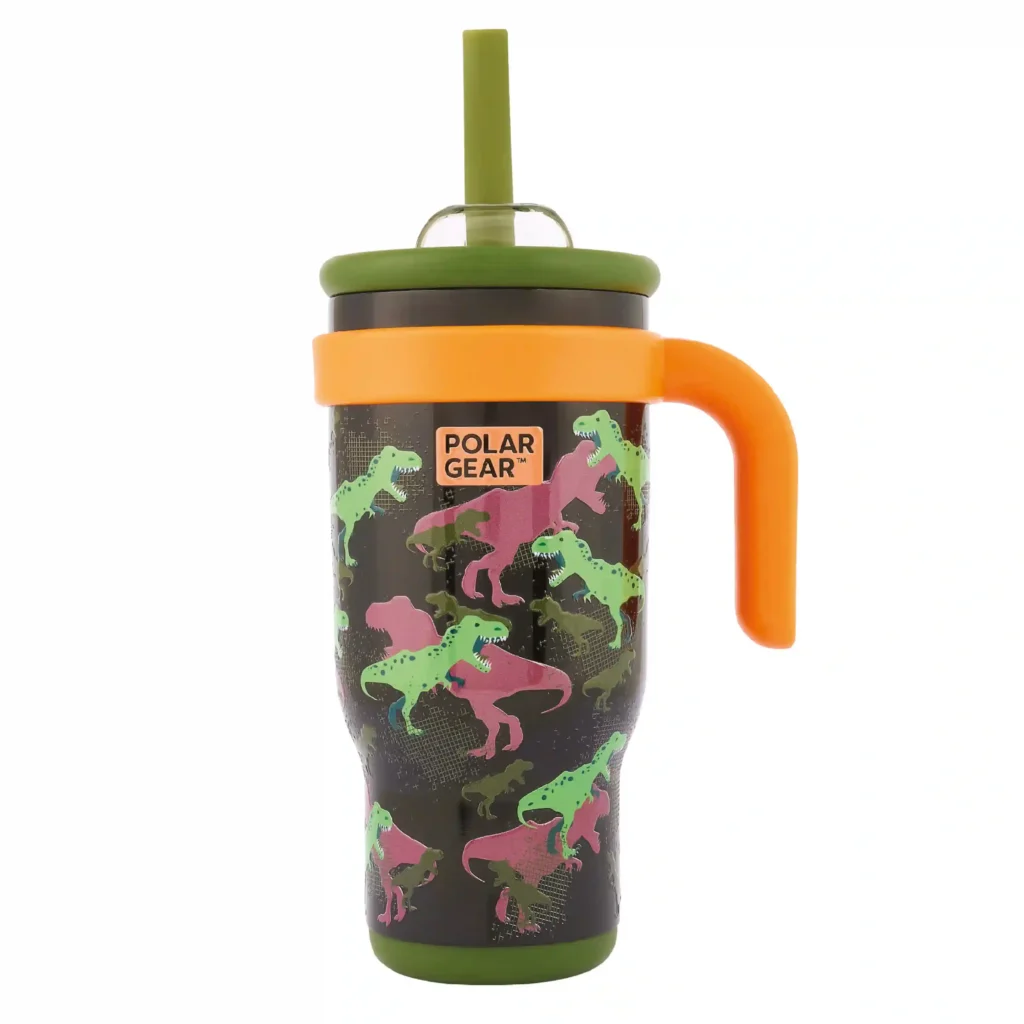 Hydra Curve Insulated Tumbler With Straw 520ml - Dinosaur