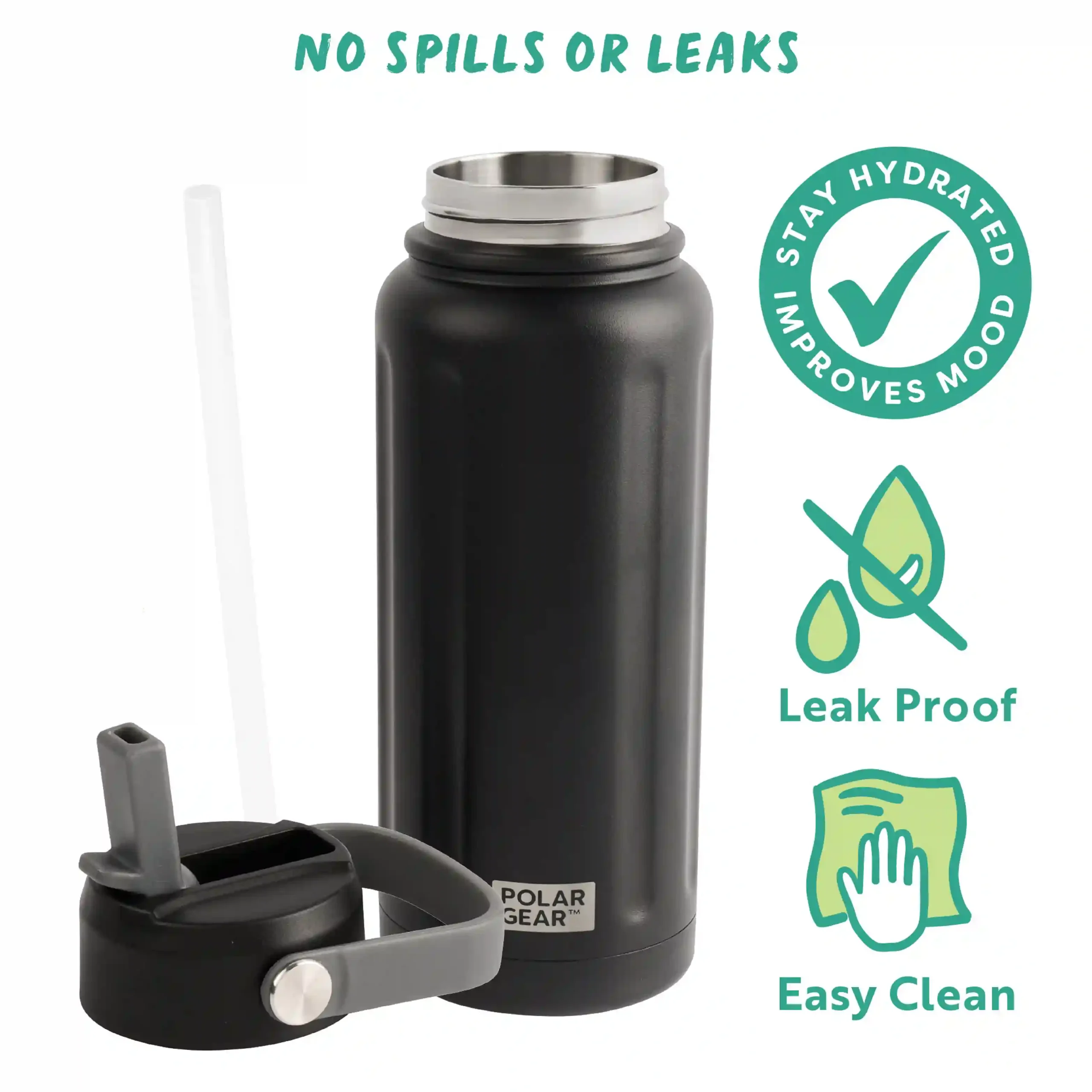 Hydra Wave Insulated Water Bottle 740ml - Black - Image 3