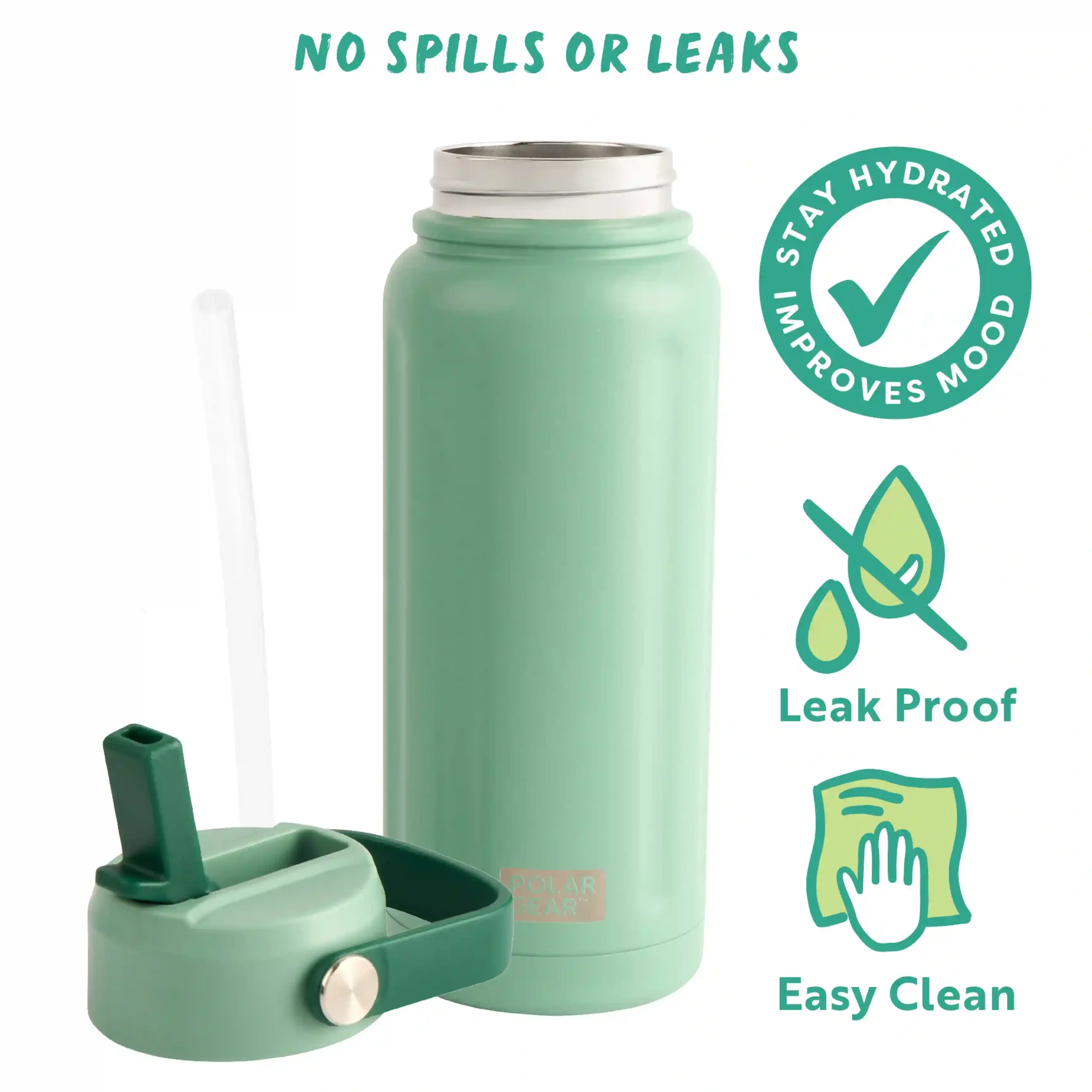 Hydra Wave Insulated Water Bottle 740ml - Eucalyptus Green - Image 4