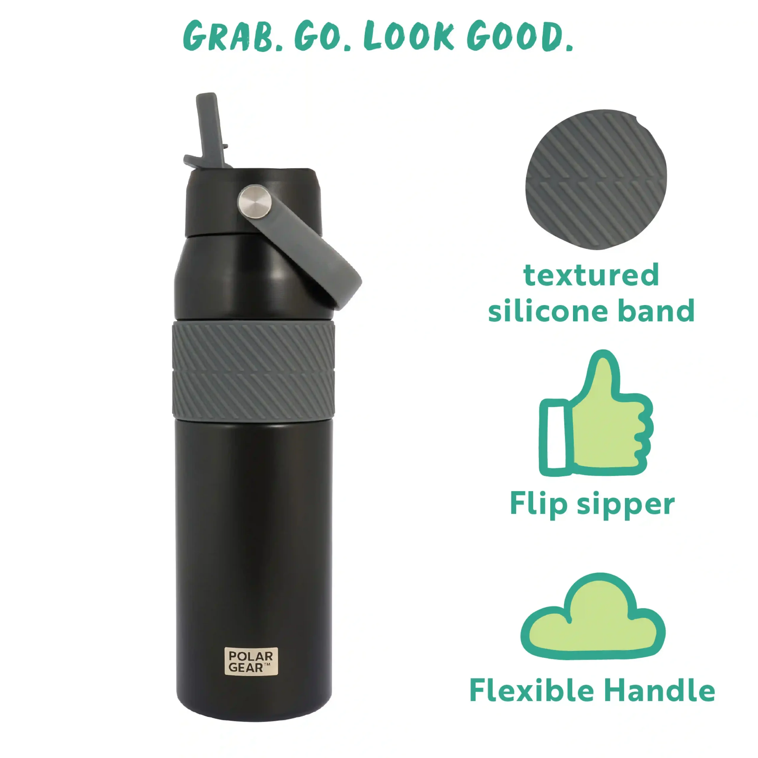 Hydra Grip Insulated Water Bottle 850ml - Black - Image 5